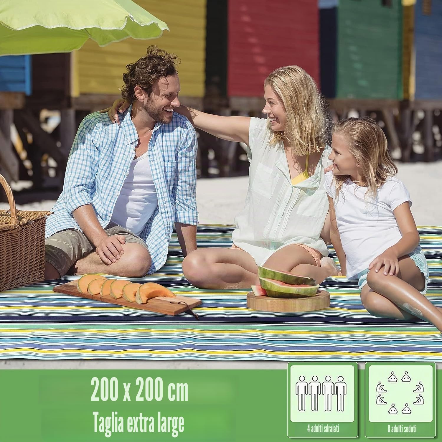 Coperta da Picnic Impermeabile 20x200cm Pieghevole Doppio Strato per Spiaggia Parco
