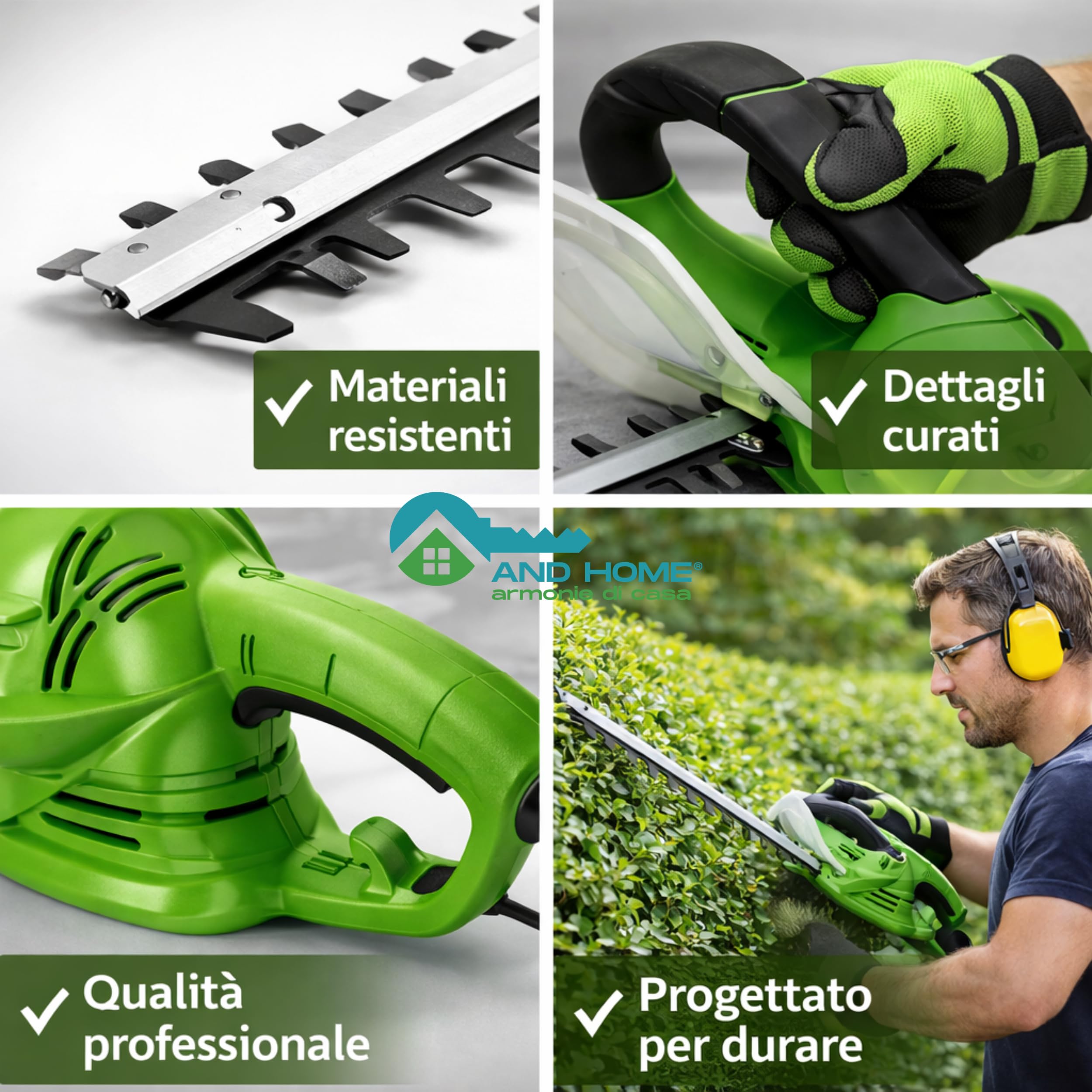 Tagliasiepi Elettrico 550W - Lama Doppia Azione Da 61 cm PERFETTO PER RAMI DURI - Taglio 20 mm - Freno Elettrico INTEGRATO - Tagliasiepi Elettrico con Filo - LEGGERO e POTENTE per Giardino