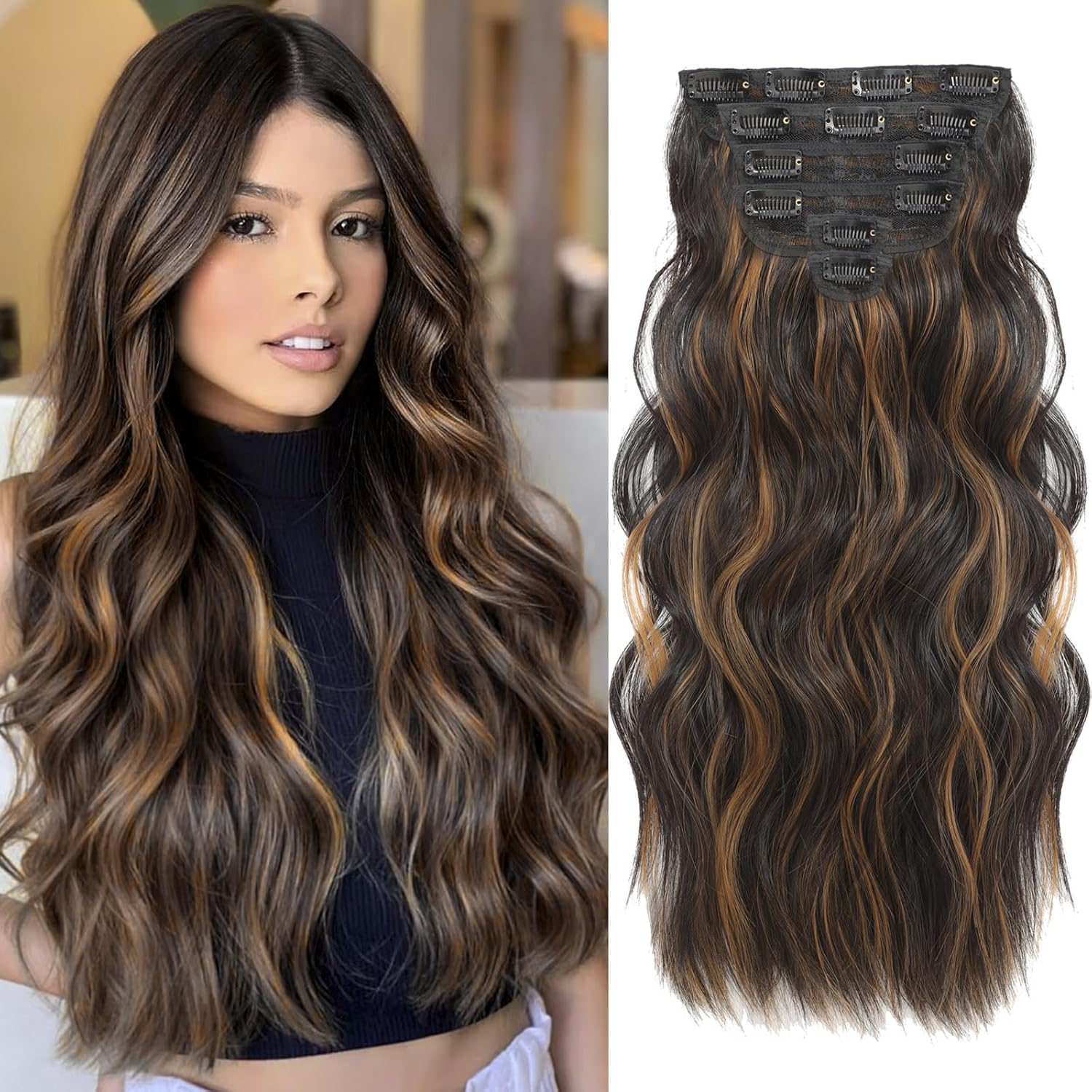 Amazon.com : Balayage Clip in Hair Extensions for Women 20inch 6pcs ...