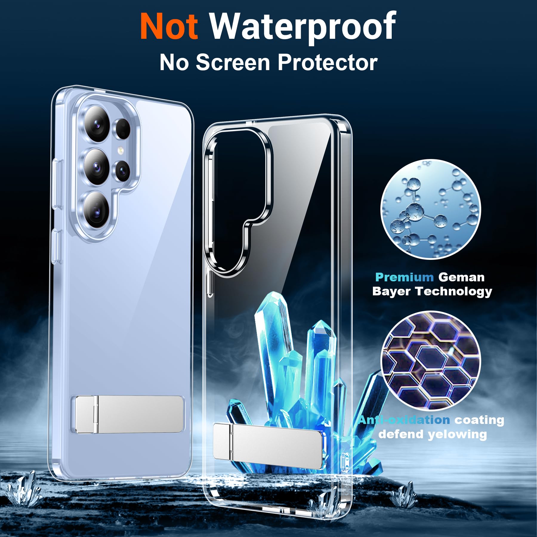 Custodia progettata per Samsung Galaxy S26 Ultra, cavalletto nascosto integrato, protezione contro le cadute di grado militare, non ingiallisce, custodia sottile e sottile per Galaxy S26 Ultra
