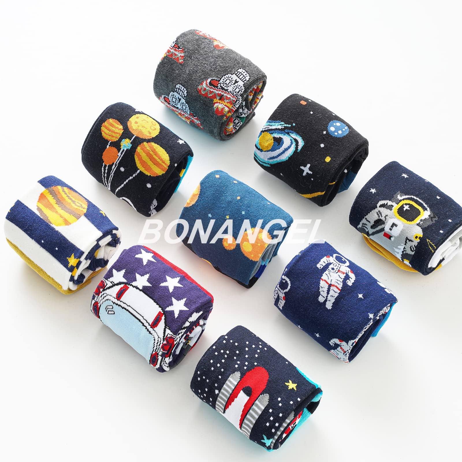 BONANGEL Calcetines Funky para Hombre, Calcetines Navideños, Divertidos y Coloridos Calcetines de Vestir de Algodón Loco, Regalo para Hombres Papá Novio