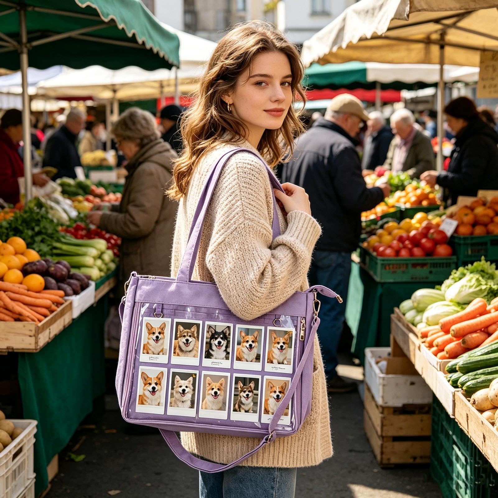 Ita Bag, torba do przechowywania z przezroczystym okienkiem, przezroczysta torba do majsterkowania, dla kobiet, dziewcząt, nastolatków, dorosłych, na zewnątrz, w podróży, do szkoły, na czas wolny, na