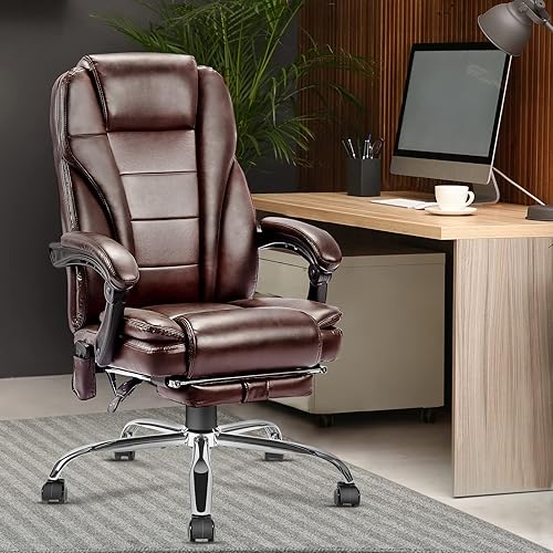 Miniatura 2 de NOBLEMOOD Silla ergonómica de oficina de masaje con calefacción alta y grande silla de escritorio para computadora sillas ejecutivas giratorias con