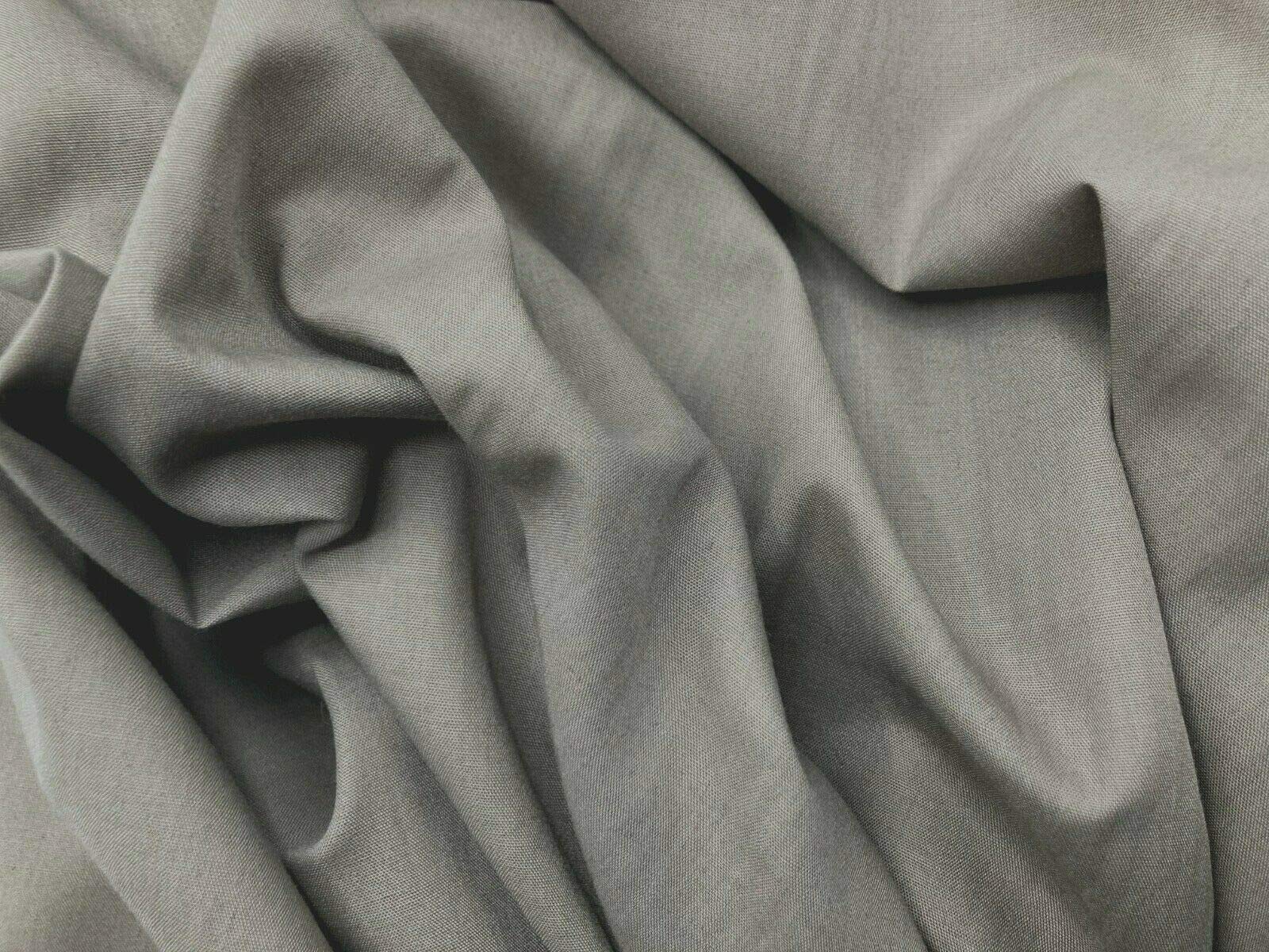 Polycotton Grey Fabric Material Plain Colour by The Metre 115cm Wide (45")