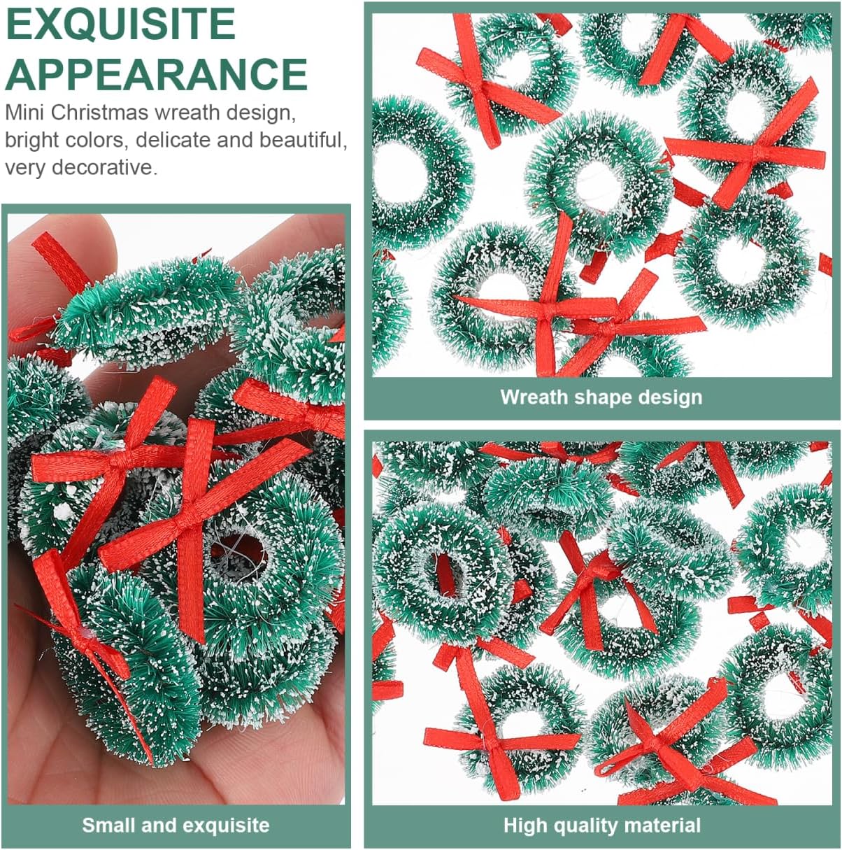 24Pcs Mini Christmas Wreaths with Bows 1 Inch Mini Xmas Wreath Artificial Christmas Tree Hanging Ornament Xmas Decoration Holiday Decor - Image 4