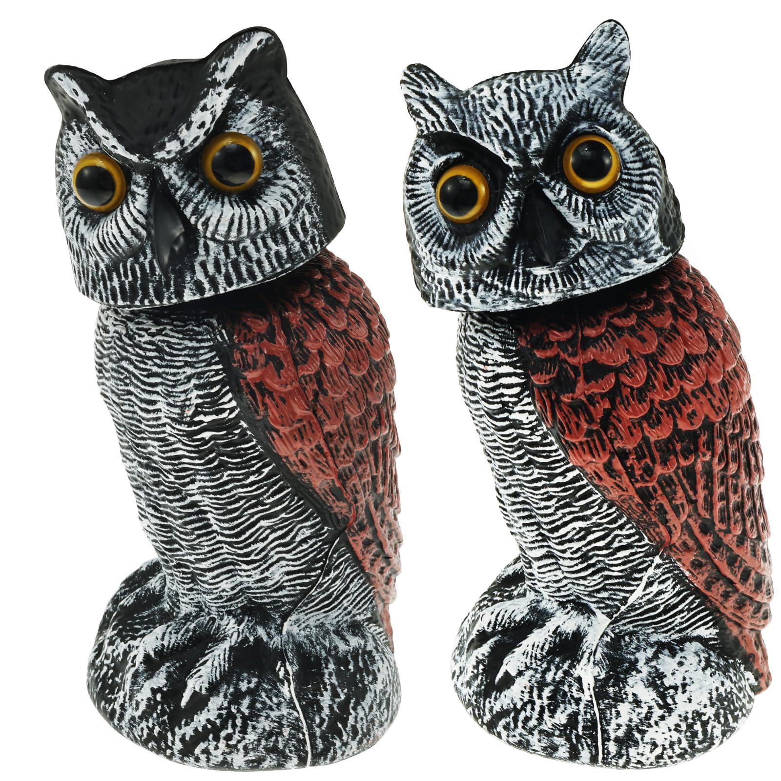 Bobash Picture Model Combination 2 Pack Fake Owl Decoys Motion Activated Owl Scarecrow With Shaking Head Simulation Owl Bird Deterrent Realistic Owl Statue To Frighten Birds For Outdoor Garden Yard Farm Orchard