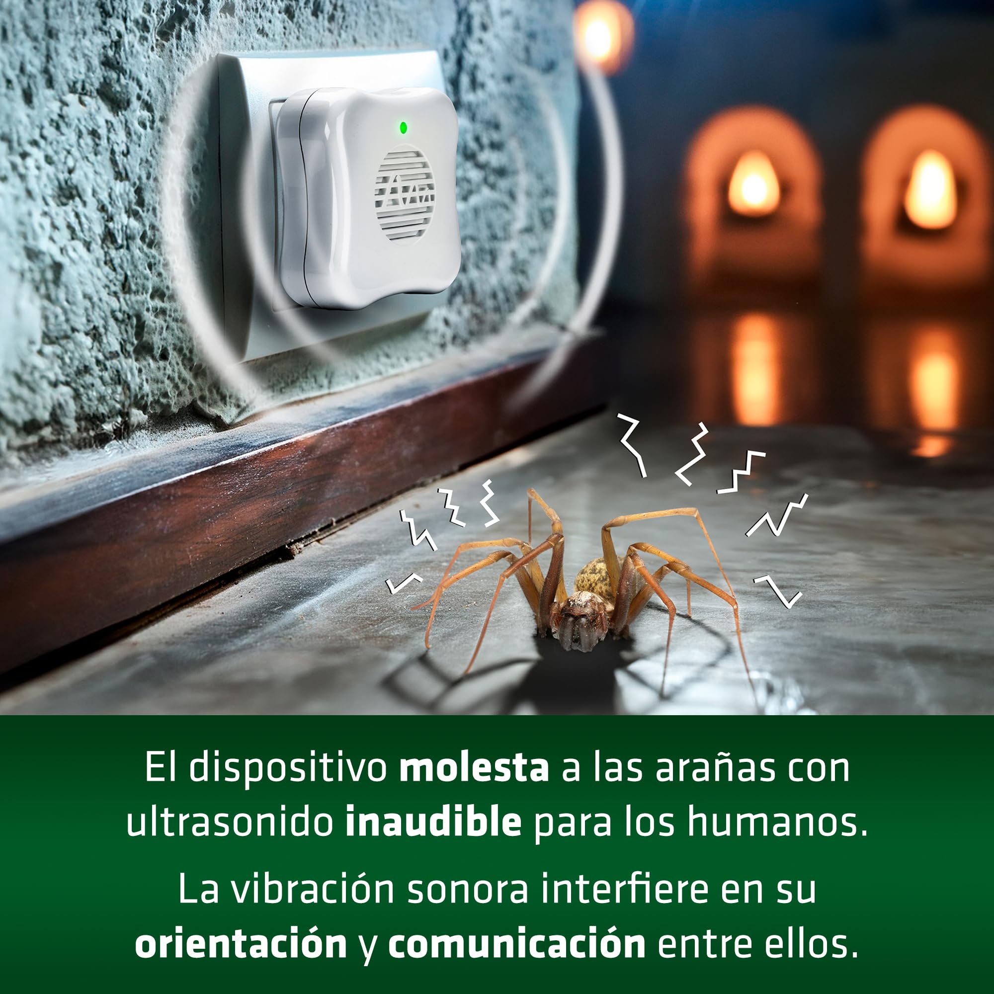 GARDIGO® 2X Repelentes para Arañas por Ultrasonidos | Antitelarañas, Ahuyentador de Arañas de Interior | 25 m² - 27 kHz | Antiarañas, Repelente Ultrasonico de Plagas, Repelente Ultrasónico para Araña