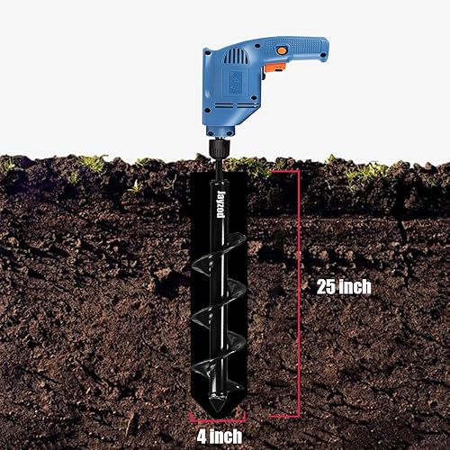 Miniatura 2 de Broca de taladro para plantar broca de jardín de 4 x 25 pulgadas en espiral para bombilla y planta de cama para taladro hexagonal de 38 pulgadas