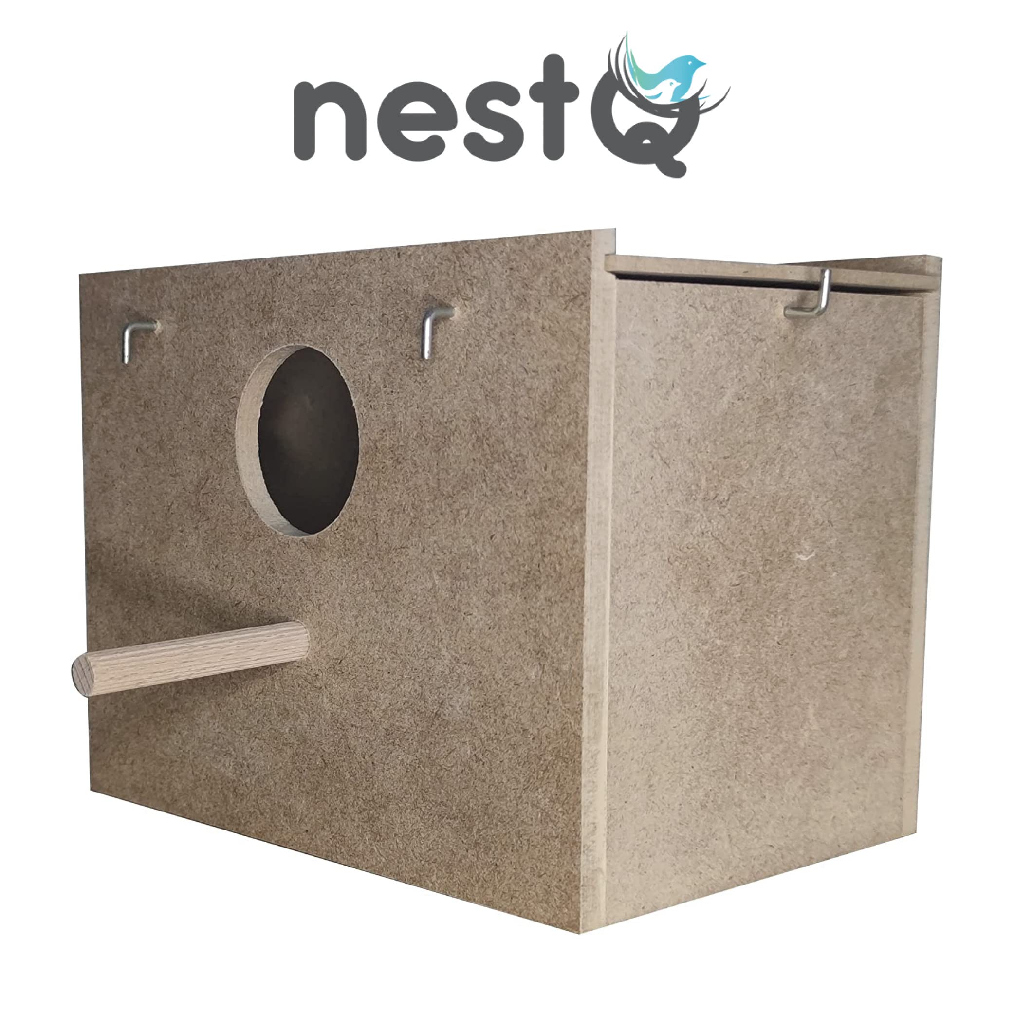 Nichoir pour perruches avec copeaux pour le lit, nichoir en bois pour oiseaux, avec attaches pour la cage à oiseaux, 19 x 15 x 13,5 cm