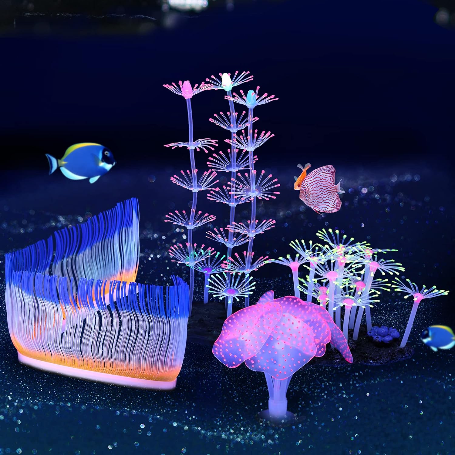 Lpraer 6 Pack Glow Jellyfish Floating Fish Tank Decorations Glowing Effect Silicone Simulation Jellyfish Ornament Aquarium Decorations (6 Colors)
