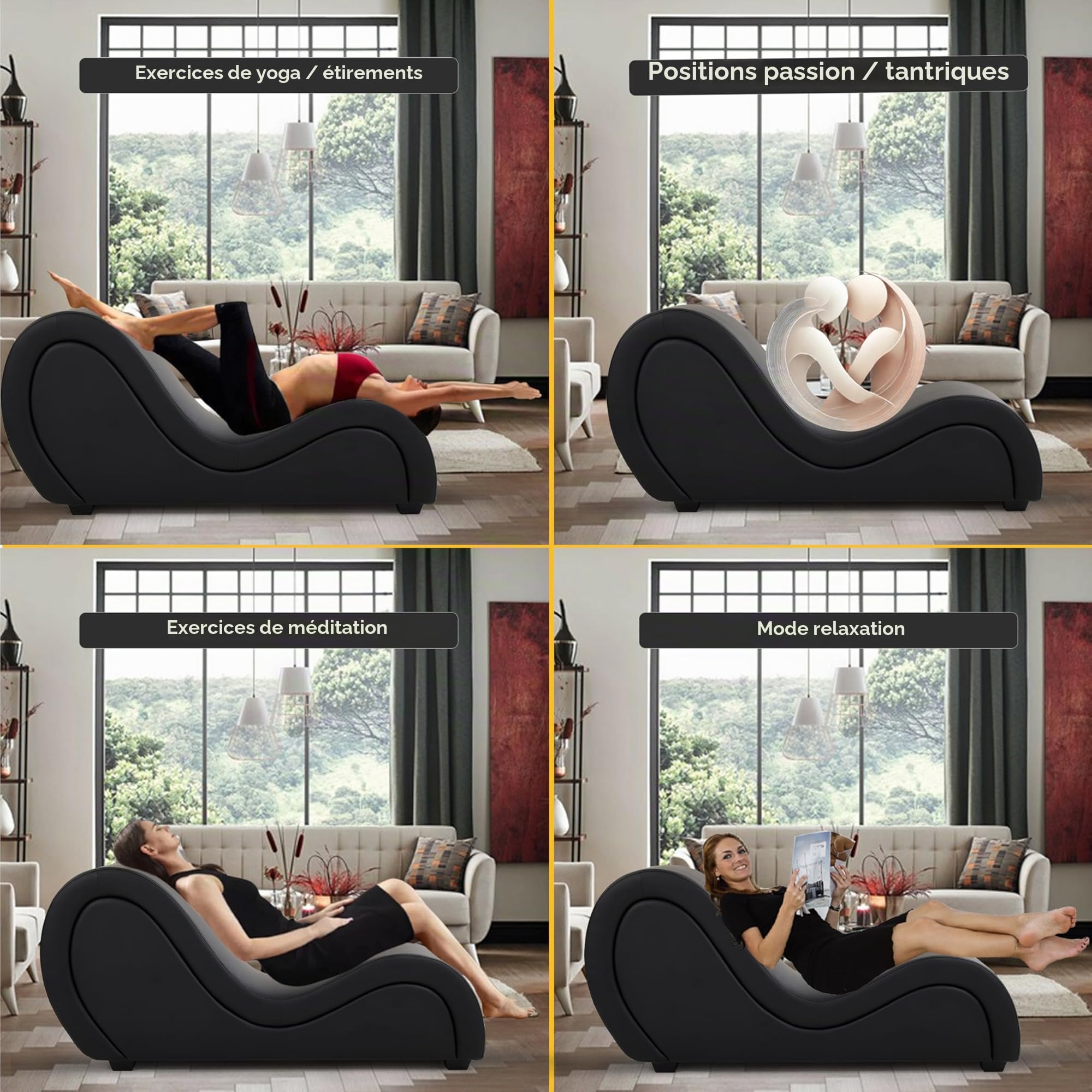 Fauteuil Tantrique Ergonomique pour Couple – Canapé Tantra Relaxation, Yoga et Moments Intimes – Sofa Design Confort Haute Densité avec Support Lombaire