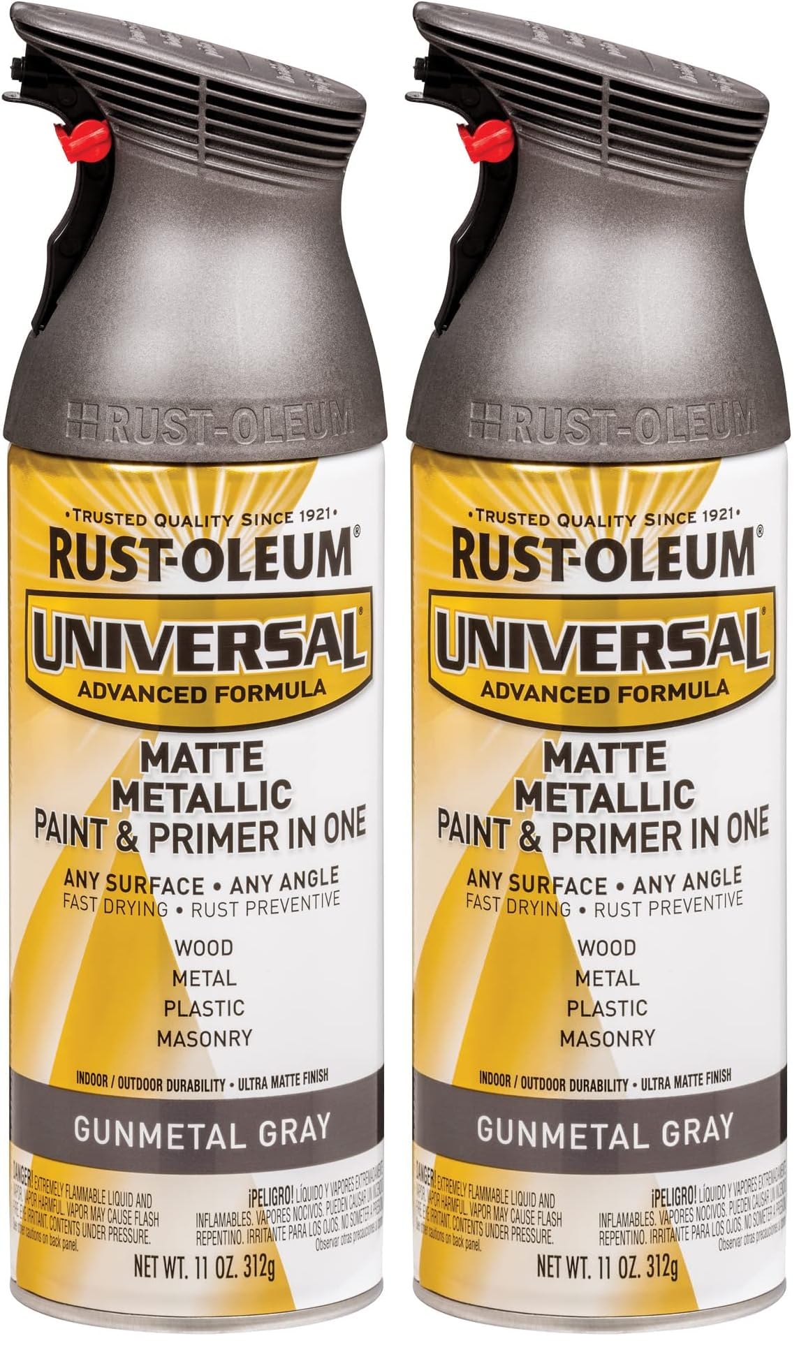 Rust-Oleum 353091 Universal All Surface Metallic Spray Paint, 11 oz, Matte Gunmetal Gray (Pack of 2)