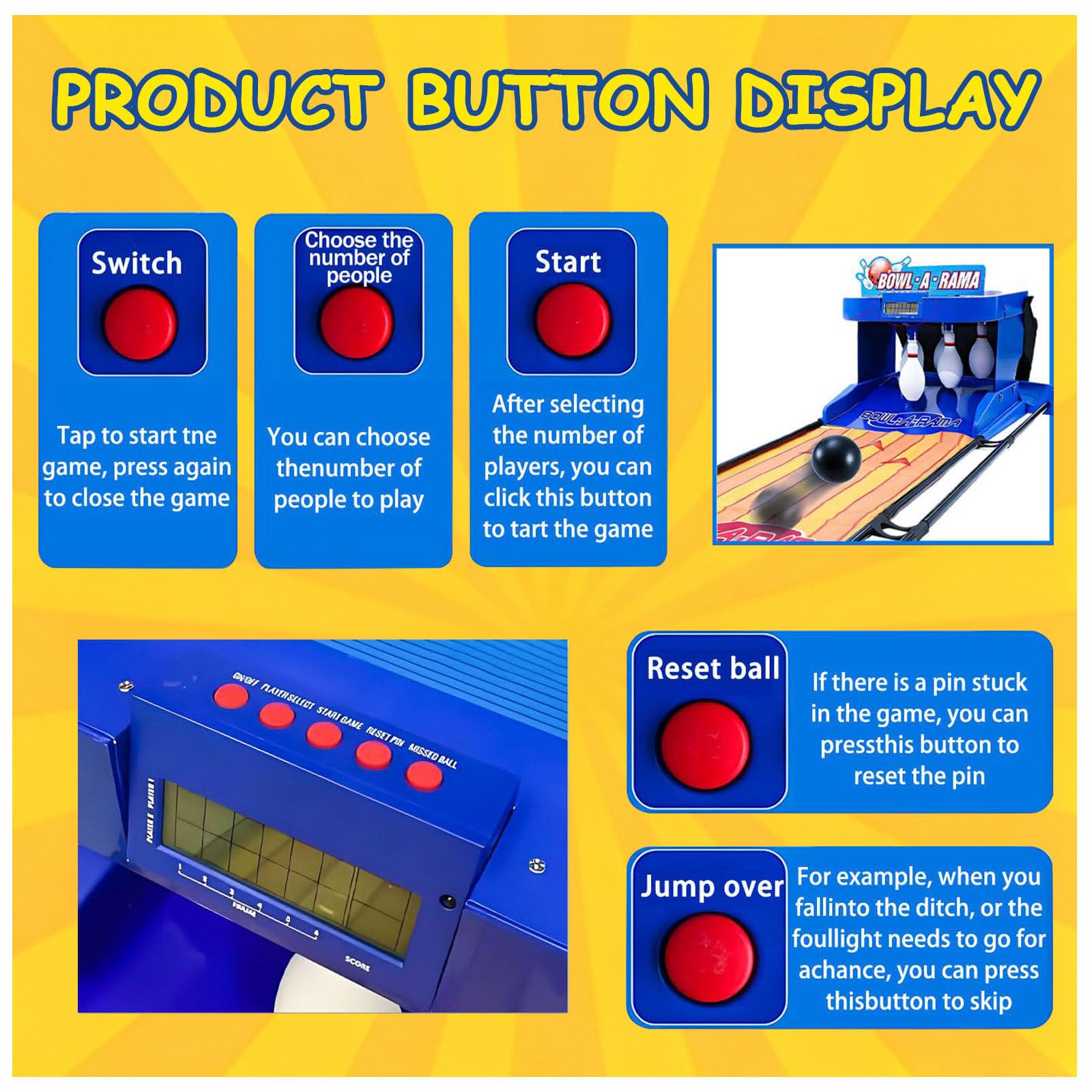 Bowling elettronico con Display LED Intelligente e Ritorno Palla Auto. Niente più punteggio Manuale o Raccolta Birilli. Trasforma Il Soggiorno in Un Parco Giochi Genitore-Figlio 3.5m/11ft