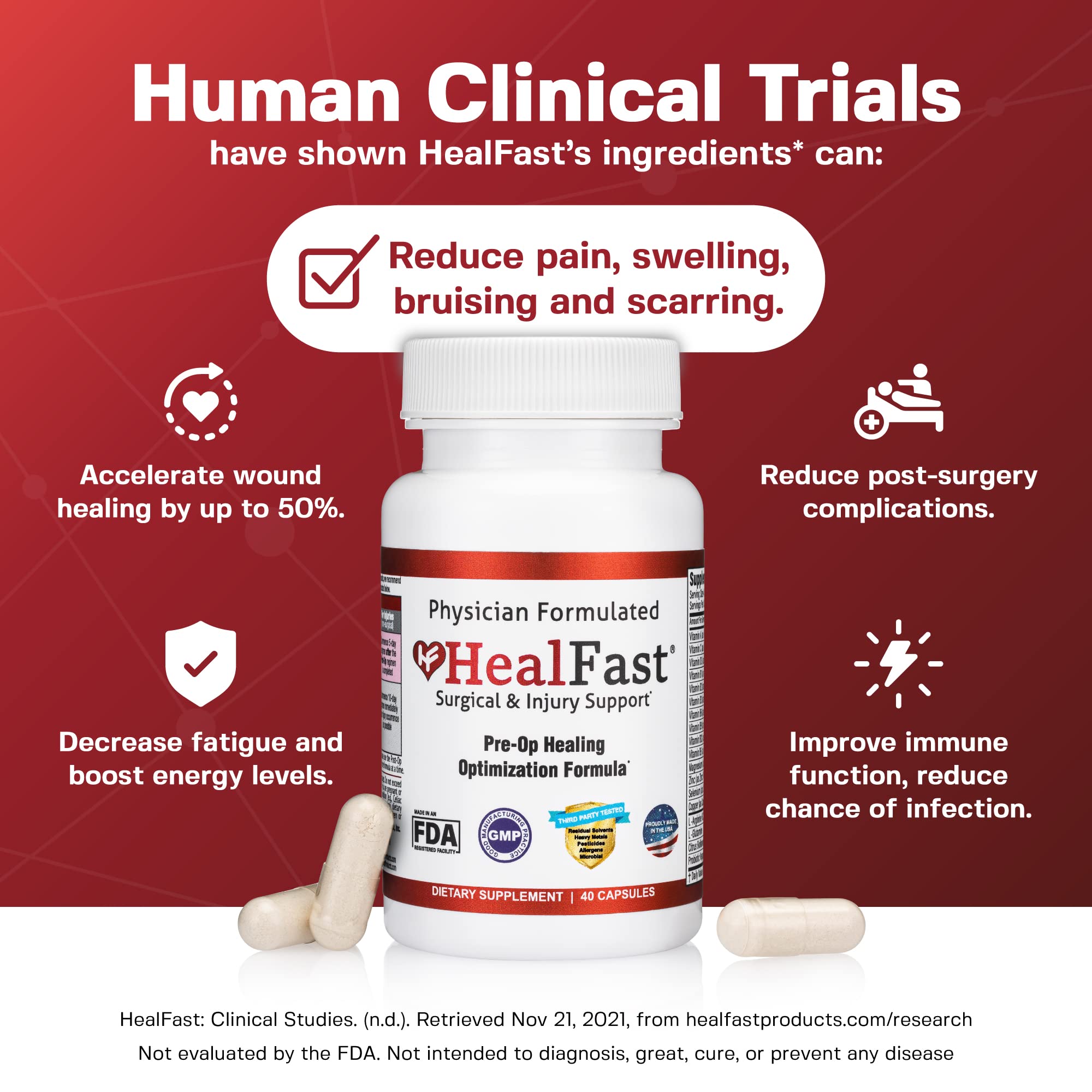 Buy HealFast Surgery & Injury Recovery Supplement (PreOp) Supports