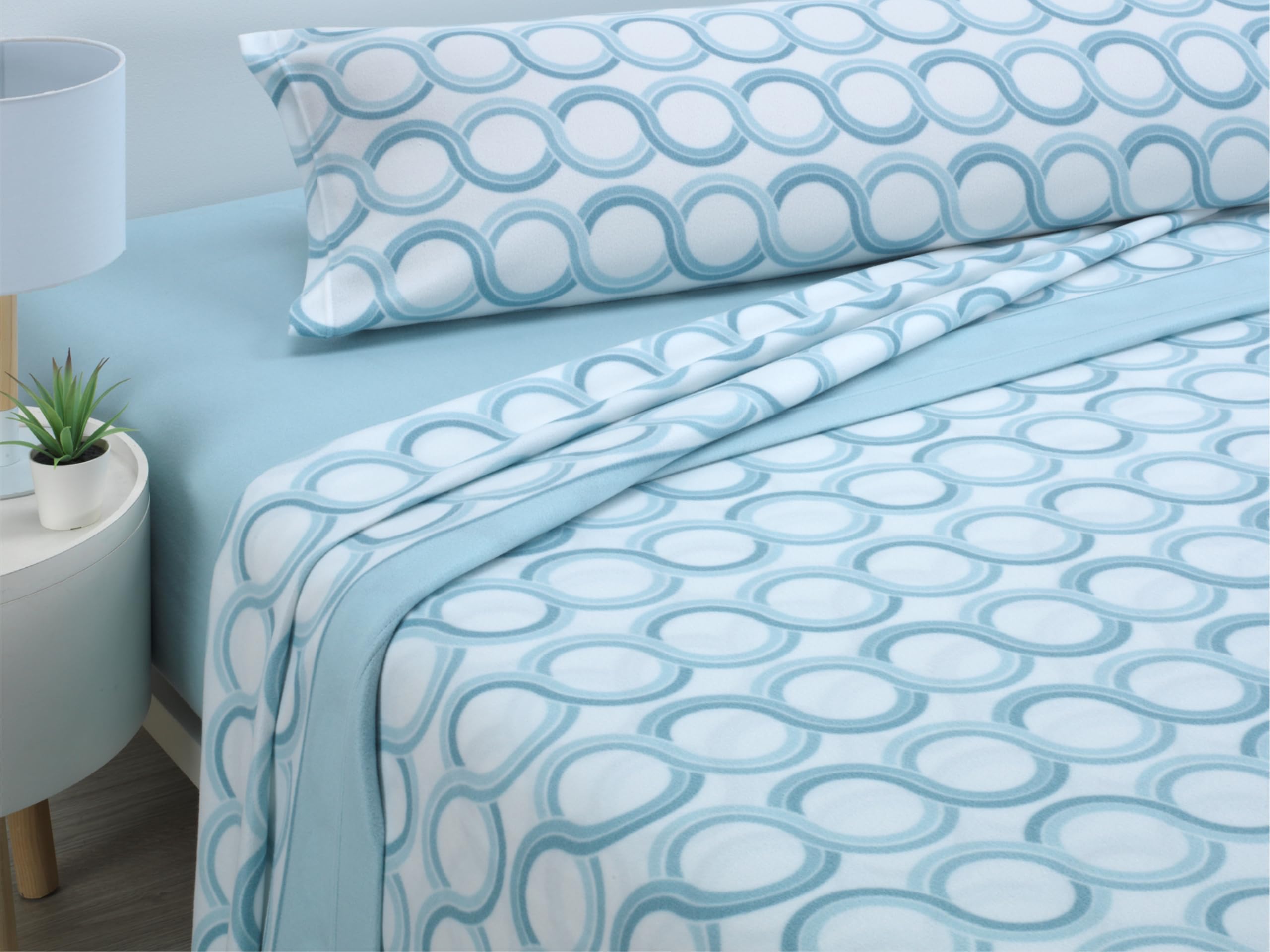 Cisne Rojo Juego de Sabanas Pirineo.Juego de Sabanas Invierno. Sabanas Estampadas Calentitas. Calidad y Diseño. para Cama 150 cm. Color Verde. Modelo Aros. (100149-150-V)