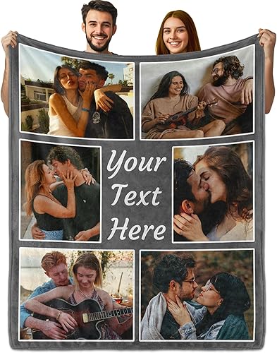 Purefly Manta personalizada con fotos de texto, mantas personalizadas para marido, esposa, novia, novio, cumpleaños, aniversario, boda, San