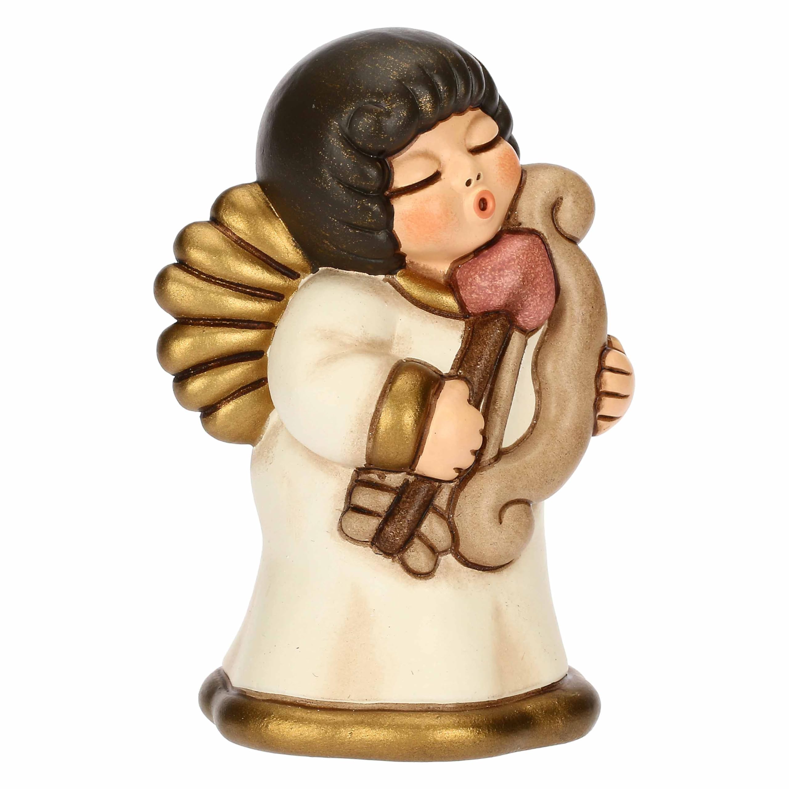 THUN, Angelo Amore con Freccia e Arco in Ceramica Decorata a Mano, Versione Piccola, Linea Angel Love, 4.5 x 4.3 x 7.5 cm h