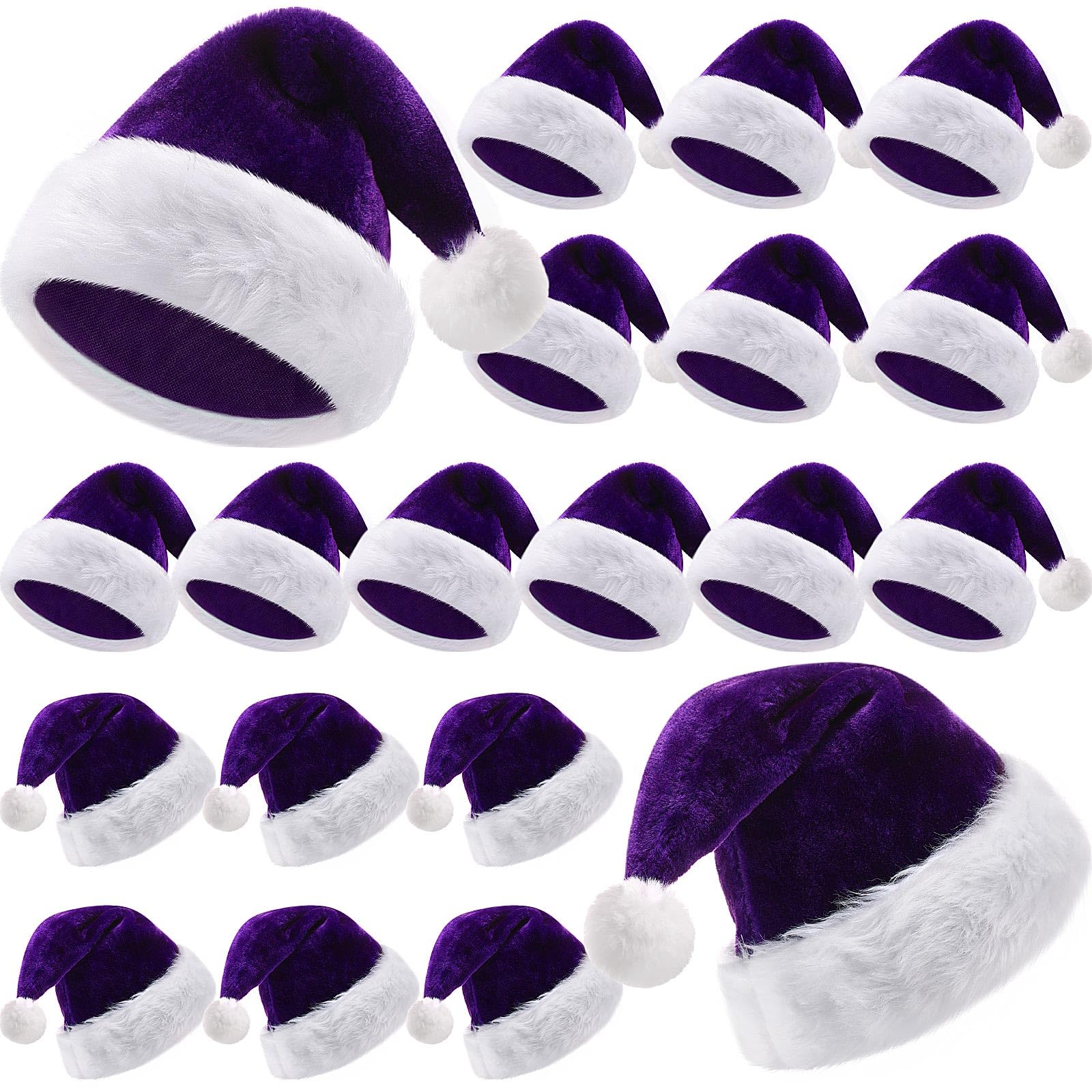 Vicenpal 20 Pcs Santa Hats Bulk for Adults, Purple, Classic