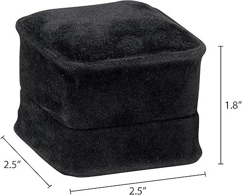 Caja de aretes de terciopelo negro, paquete de 2, gamuza de lujo intensa, elegante estuche de aretes de diamante, con interior de terciopelo negro,