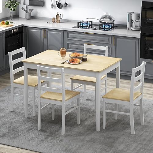 Juego de mesa de comedor Giantex para 4, juego de mesa de comedor para 4, rincón de desayuno con mesa de cocina, 4 sillas de comedor, juego de mesa