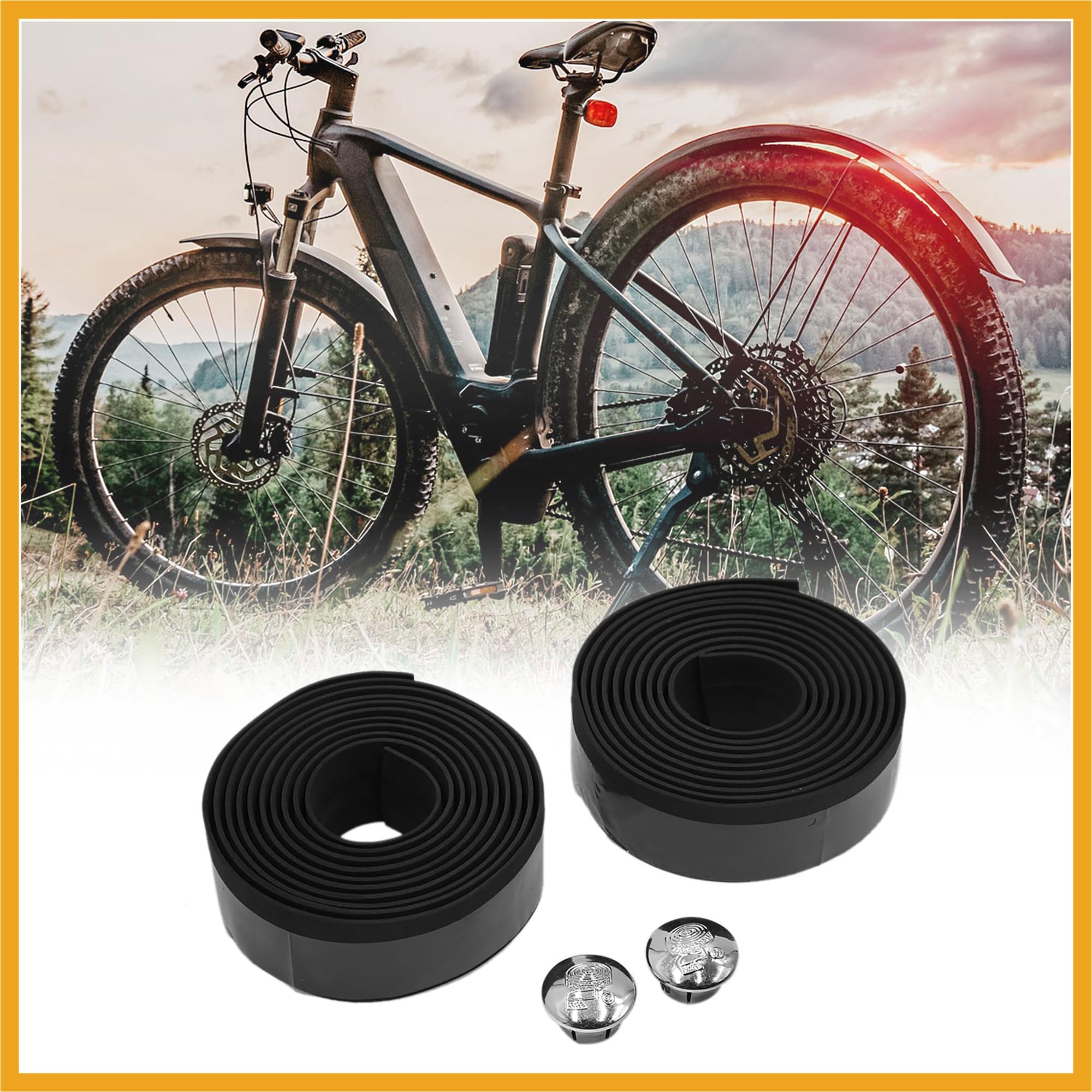 Partuto 2pcs Black Foam Anti Slip Handlebar Tape Bar Grip Wrap for Bike Replacement - Image 2