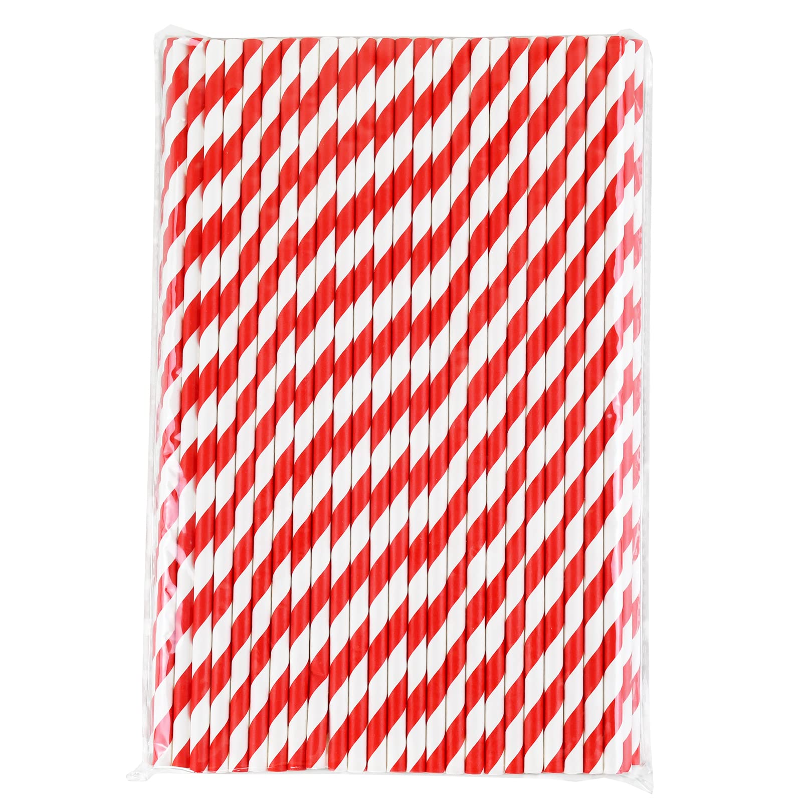 12 -calowe / 30,5 cm wyjątkowo długi, wysoki, jednorazowe papierowe słomki do picia o szerokości 8 mm 100 sztuk, czerwone/białe - na wysokie napoje, koktajle, koktajle mleczne