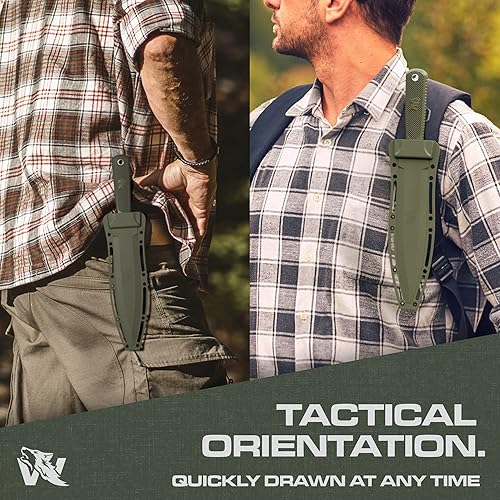 Miniatura 4 de W-Catcher Cuchillo de hoja fija con funda  Cuchillo de caza grande hecho de acero D2  Cuchillo de doble filo de hoja fija grande con mango TPE