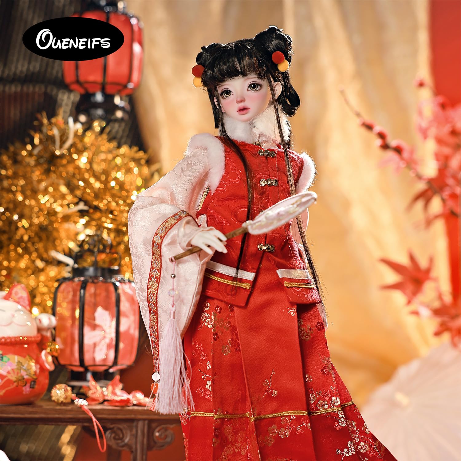 Oueneifs 1/4 Bunton C Bjd Puppe Fullset Frühling Festival Stil Harz Spielzeug langes glattes Haar (ohne Frisur)