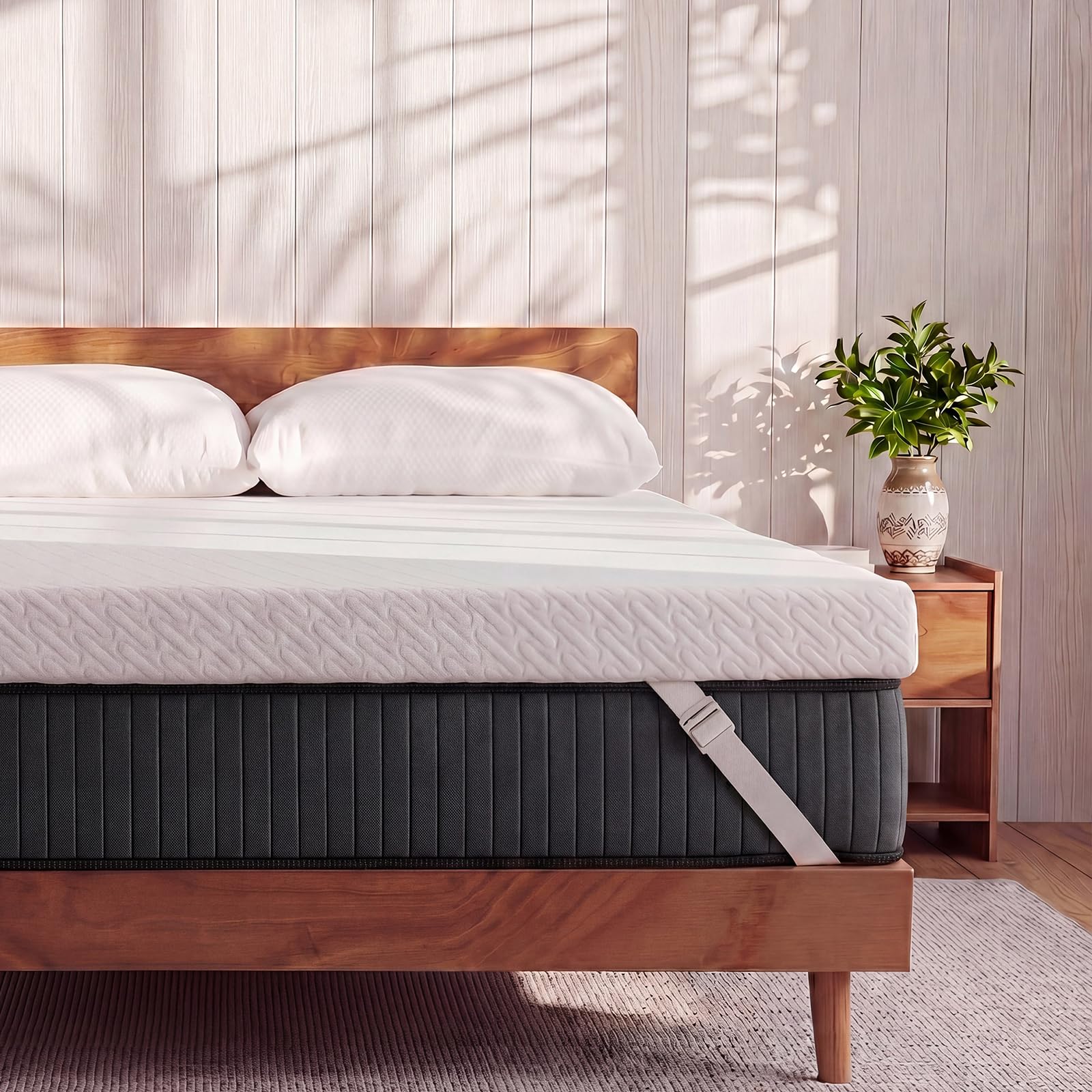 VALUXE 3 Inch Gel Memory Foam Mattress Topper Queen Size High Density Cooling Pad Pressure Relief Bed Topper (with Removable &amp; Washable Bamboo Cover)