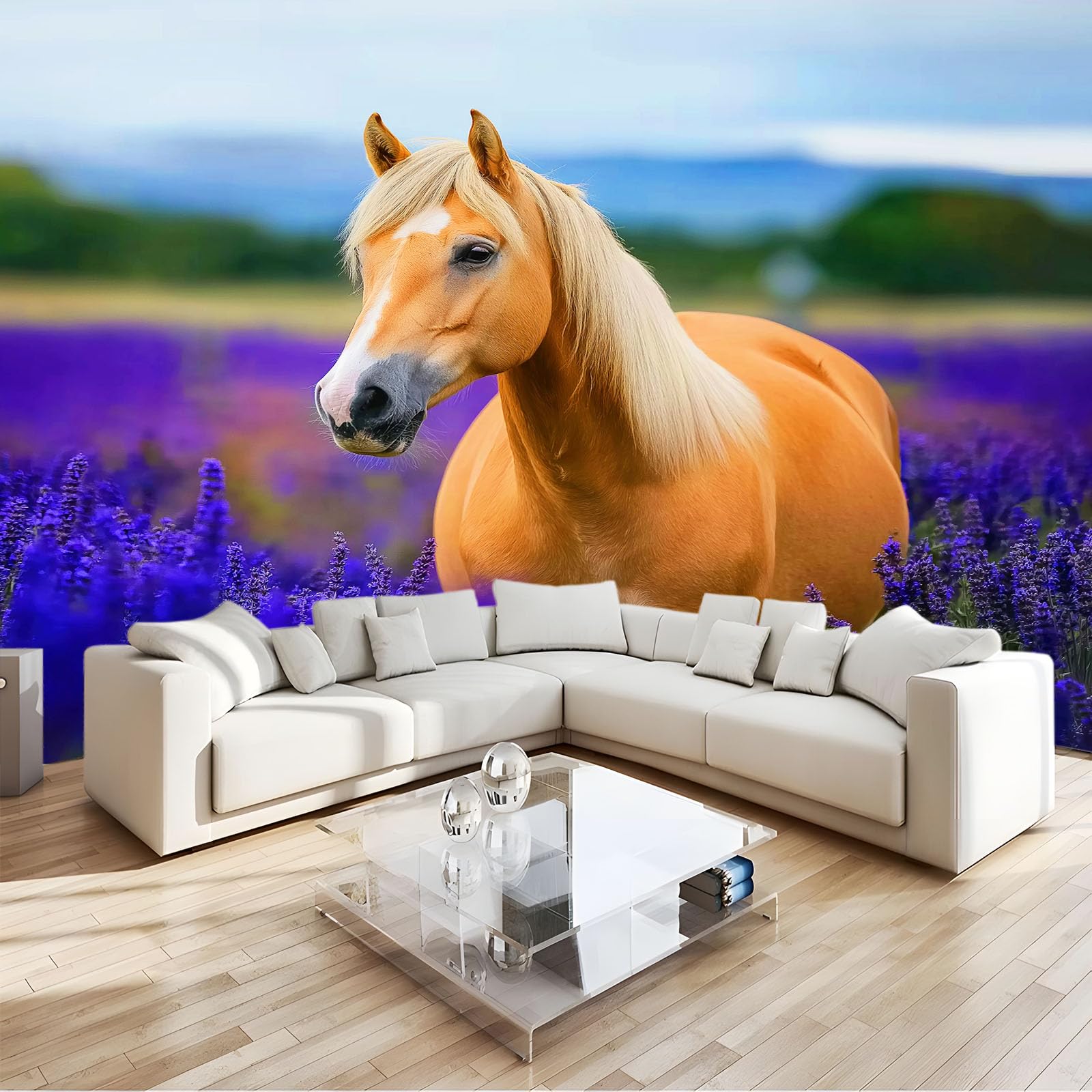 Générique 200 x 140 cm Carta da parati murale Panoramica Blu Viola Carta da parati fotografica non tessuta - Rivestimento murale decorazione soggiorno per camera da letto - Effetto 3D - Animali