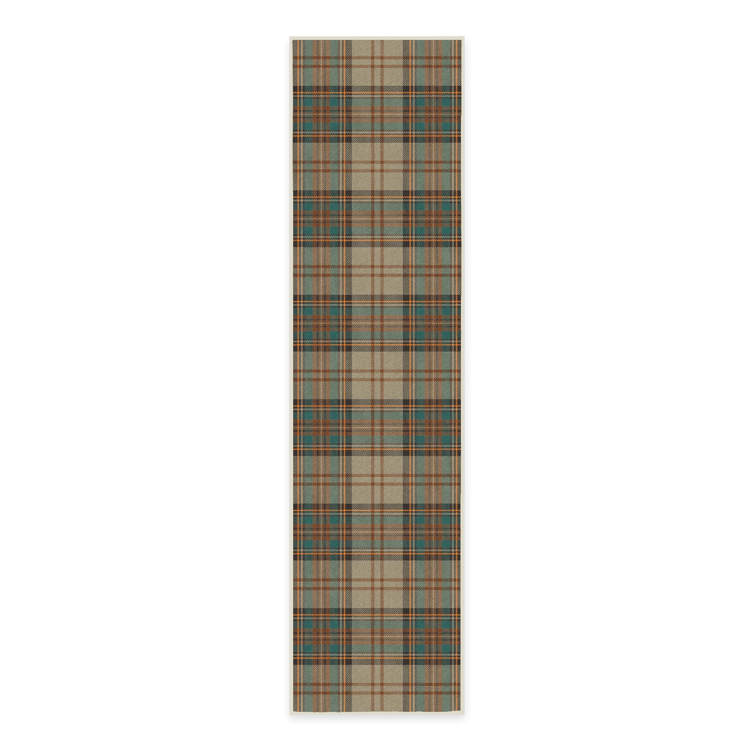 RUGGABLE Winter Plaid Runner Rug - Perfect Holiday Washable Rug for Entryway Hallway Kitchen - Pet & Child Friendly - Stain & Water Resistant - Dress Stewart Tartan Khaki 2.5'x10' (Standard Pad)