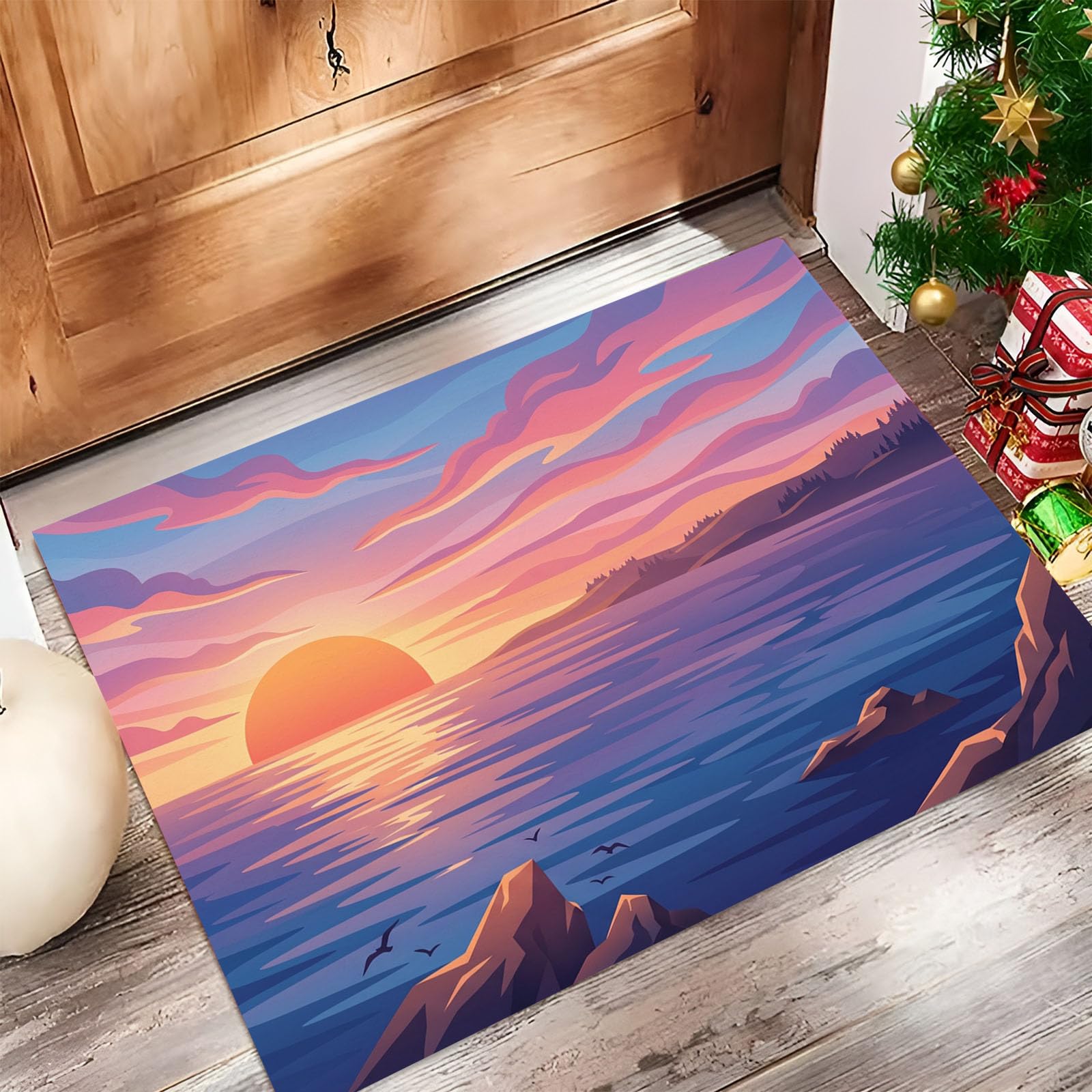 Violet Clair Paysages De Rêvepaillasson Durable Et Antidérapant Retient L’Eau Et Les Saletés Facile À Nettoyerpaillasson Interieur80X120 Cm Tapis D'Entrée Antidérapant