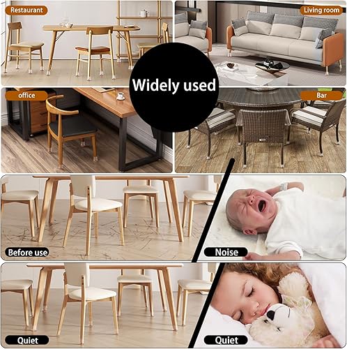 Miniatura 5 de 8 protectores de suelo de silicona para patas de silla, para suelos de madera dura, protectores de patas de sillas de metal, protectores de patas de