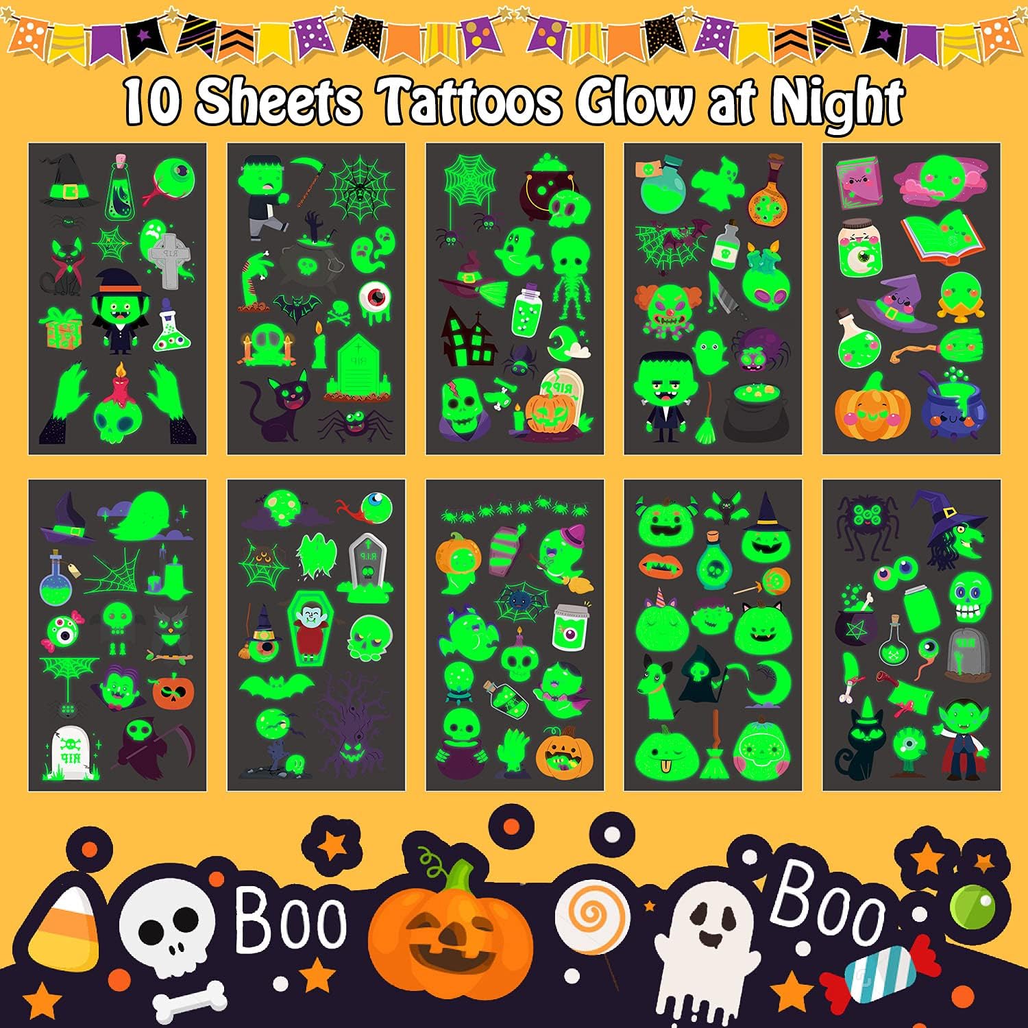 Cerlaza 127 スタイル グロー ハロウィン タトゥー 一時的な ハロウィン 誕生日パーティー デコレーション 子供用 グッ