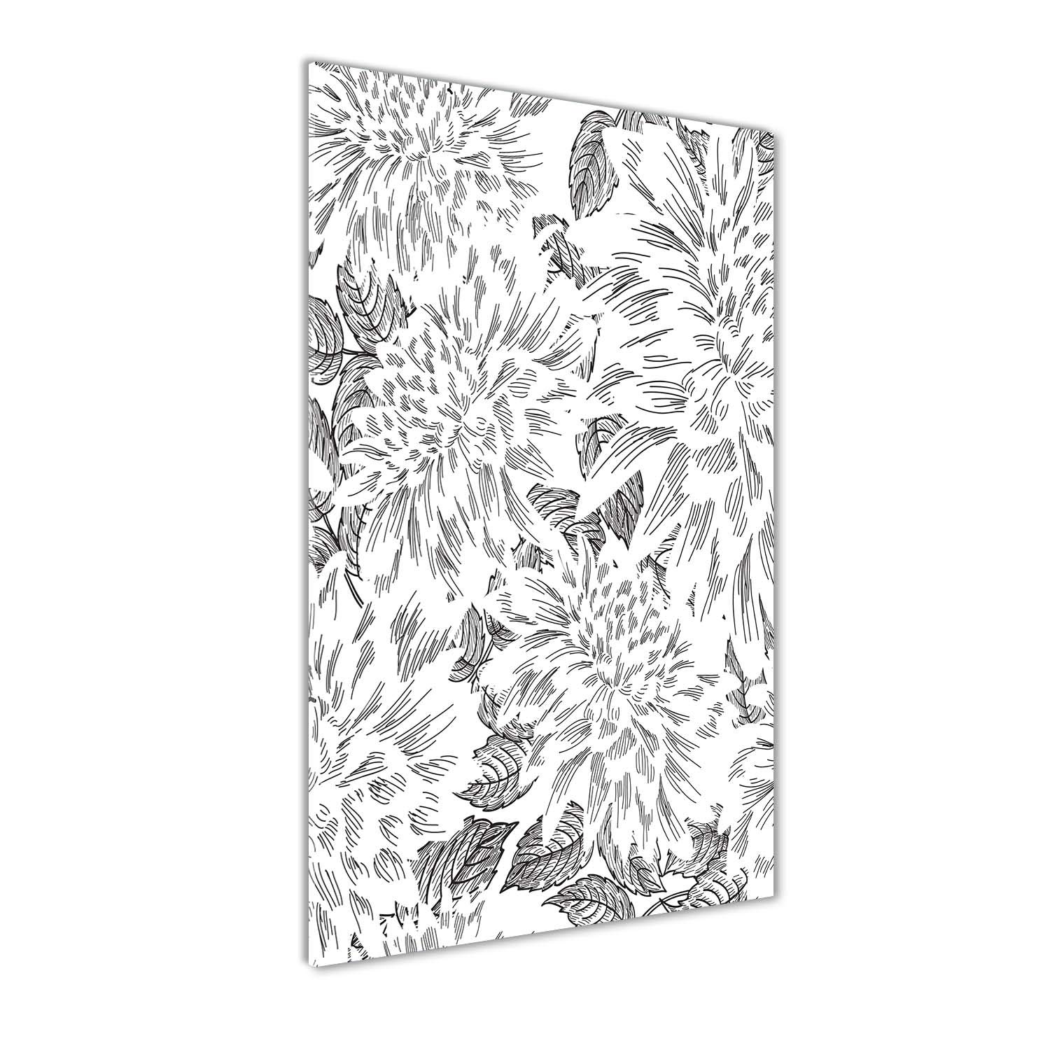 Impression sur verre acrylique Tulup 50x100 cm | Tableau mural noir et blanc pivoines