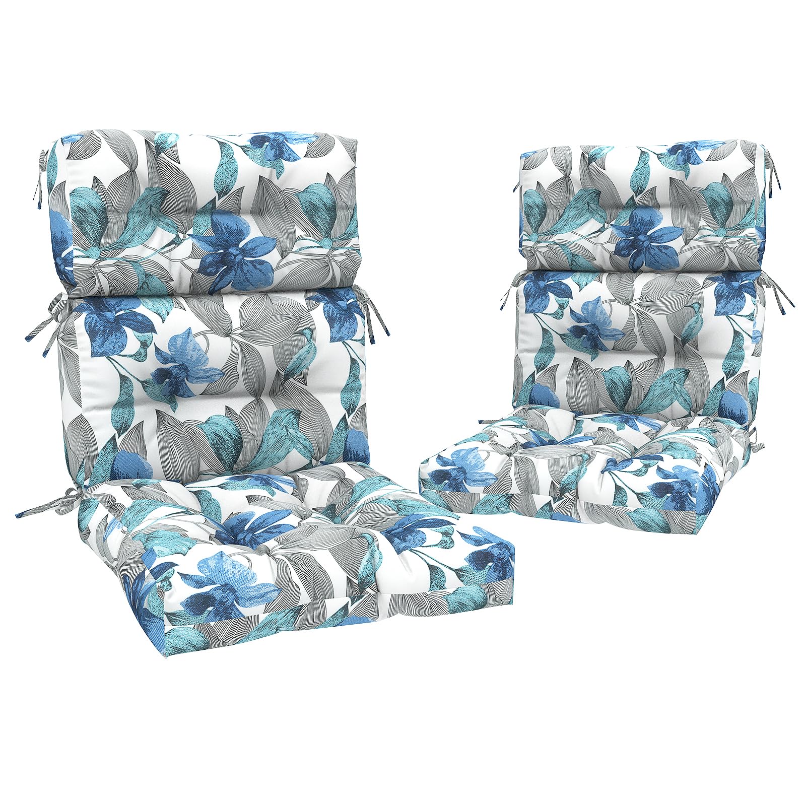 Melody Elephant Outdoor High Back Rocking Chair Cushions, Non-Skid Slip Backed Chair Cushions, Chair Cushion for Patio Chairs, 44"x22"x4", Set of 2,
