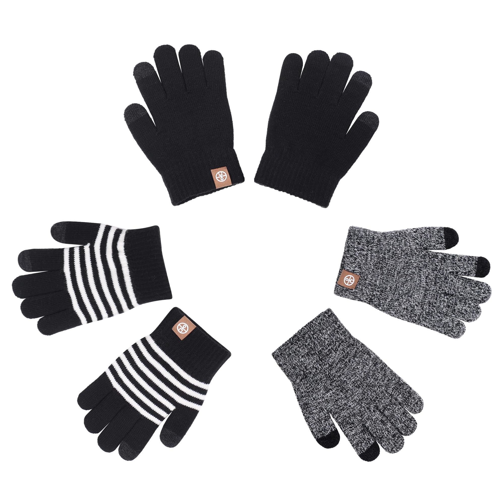 MA COWCF 3 Pairs Kids Winter Gloves Warm Knit Gloves for 3-9 Years Touchscreen Design Toddler Warm Gloves for Cold Weather