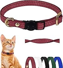 Qianruida Collier Chat Anti Étranglement Collier Chatonen Cuir Collier Chat Réglable Colliers de Sécurité pour Chat à libération Rapide-Rose Vif