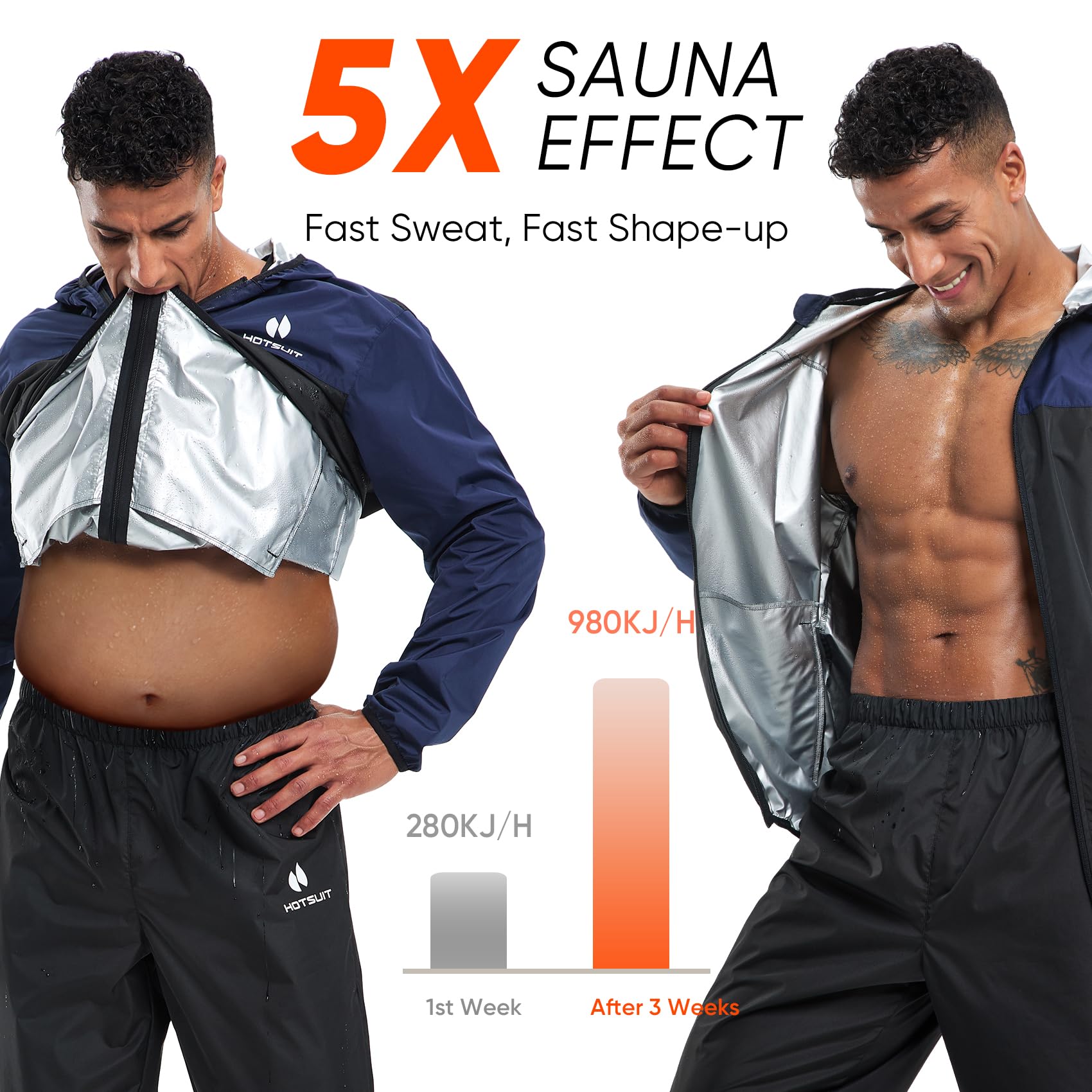 HOTSUIT Traje de sauna para hombre, trajes de sudor, gimnasio, entrenamiento, sauna, pantalones