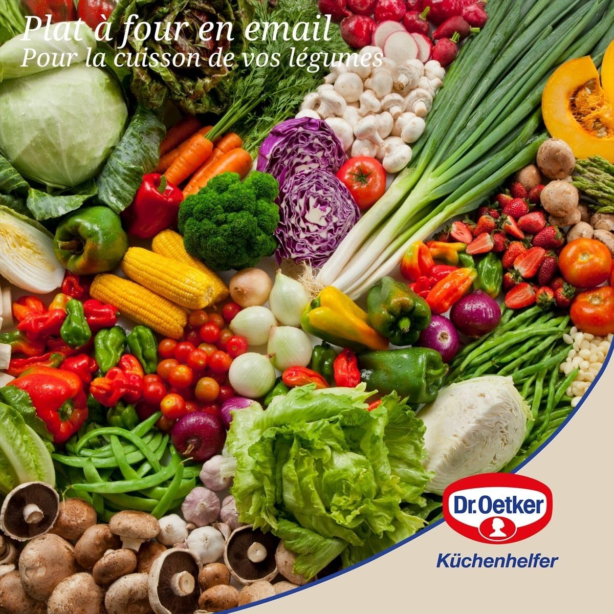Dr. Oetker 1301 Plat à gratin avec couvercle, plat rectangulaire, plat à four, plat de cuisson four, plat cuisson four, Acier emaille, 42 x 34 x 13 cm