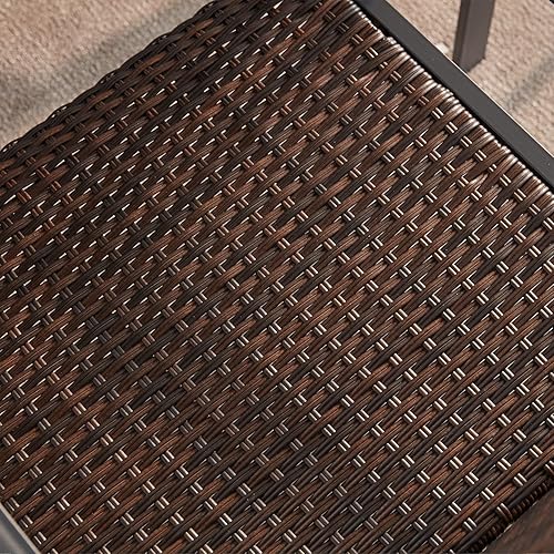 Miniatura 6 de VICLLAX Juego de 4 sillas de mimbre para exteriores, sillas de comedor de ratán para patio con marco resistente a la intemperie para jardín, porche,