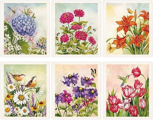 Morigins Paquete de 6 toallas de mano reutilizables y absorbentes para cocina, baño y mostradores de limpieza, paños de esponja de celulosa,