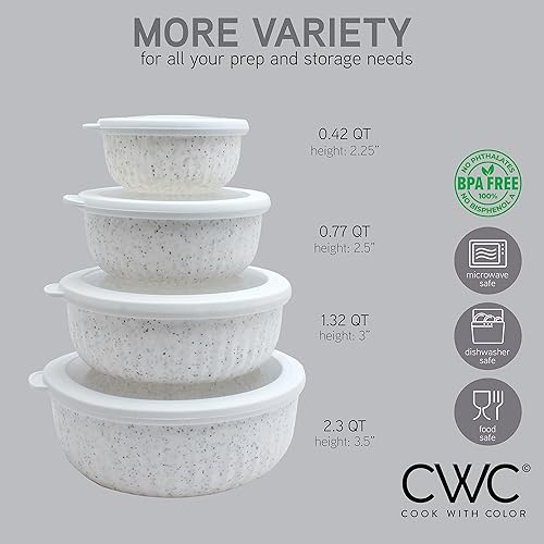 Miniatura 4 de COOK WITH COLOR Tazones de preparación  Juego de tazones anchos de plástico para preparación de comidas con tapas, cuencos pequeños en varios