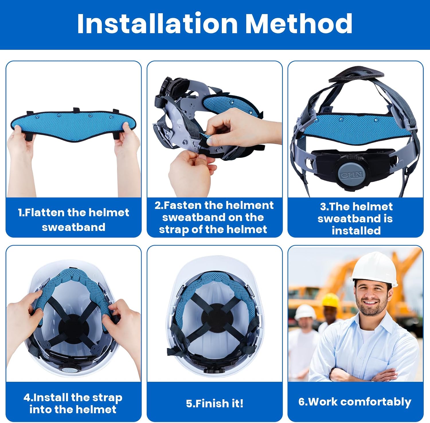 Hard Hat Sweat Bands Washable Reusable Sweatband Liners Air Cushion Hard Hat Accessories
