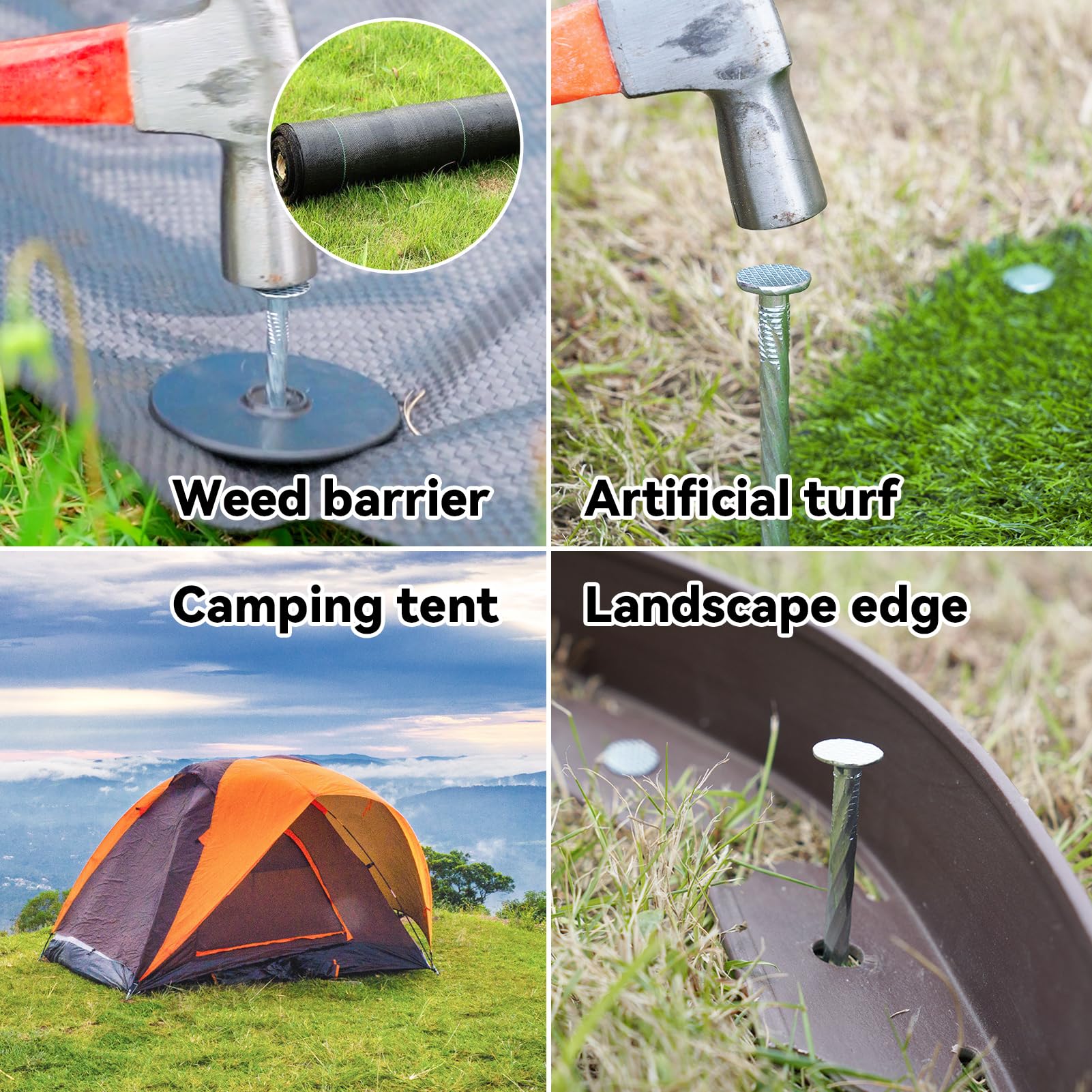 Lot De 100 Piquets De Paysage En Métal De 25,4 Cm Pour Tente