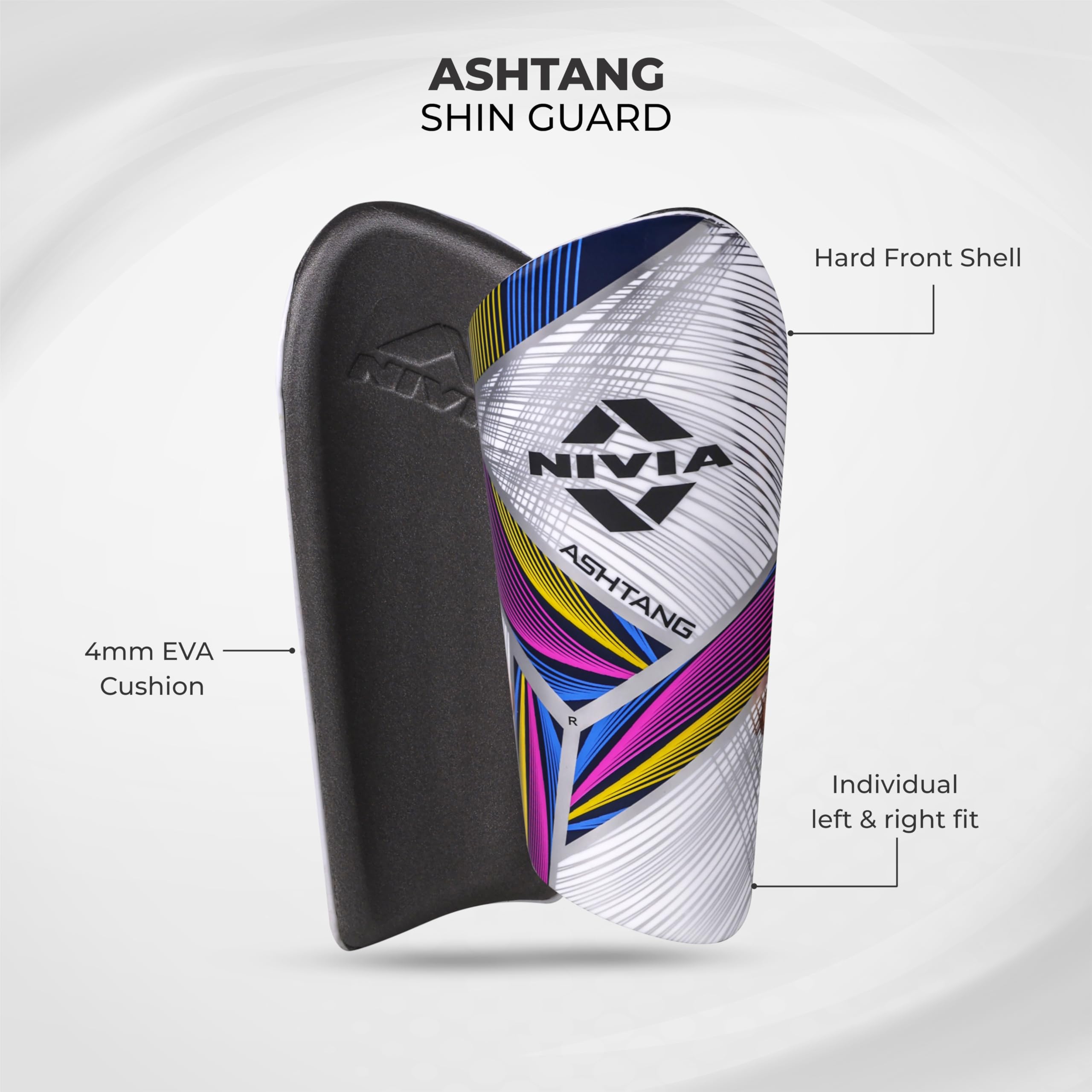 Nivia Ashtang Football Shin Guard with Lycra Sleeve (Large)