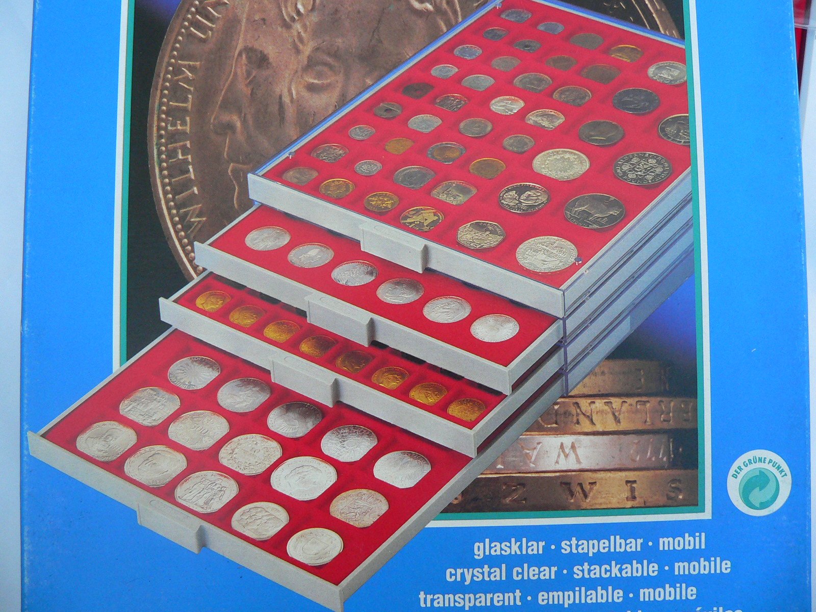 LINDNER Das Original Standardowy pojemnik na monety z 80 okrągłymi wgłębieniami na monety o średnicy Ø 23,5 mm