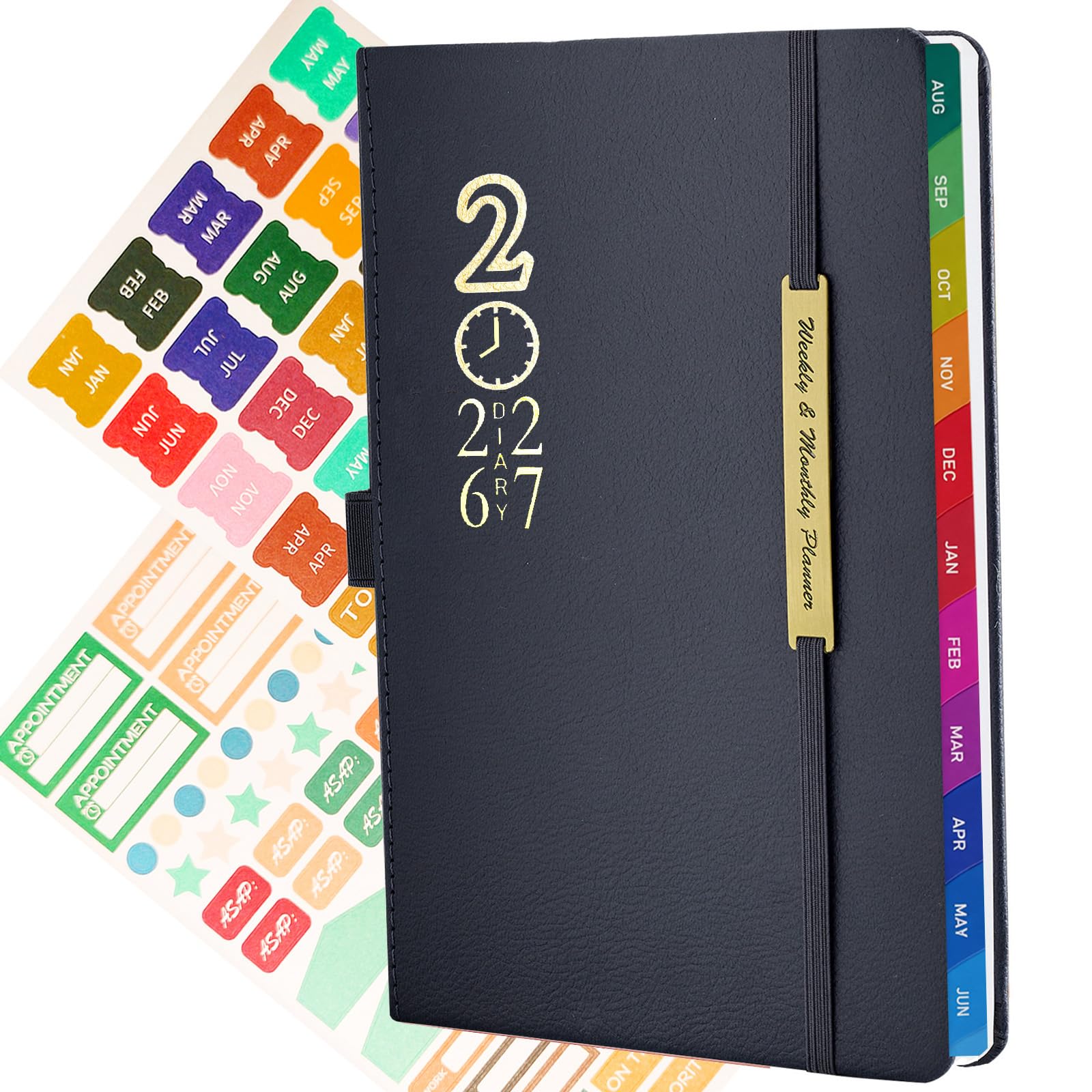 Academic diary 2026-2027 - 18 Month Diary a5 Week to View From Jul 2026 to Dec 2027 with Monthly Tabs, 100GSM Paper (Black)