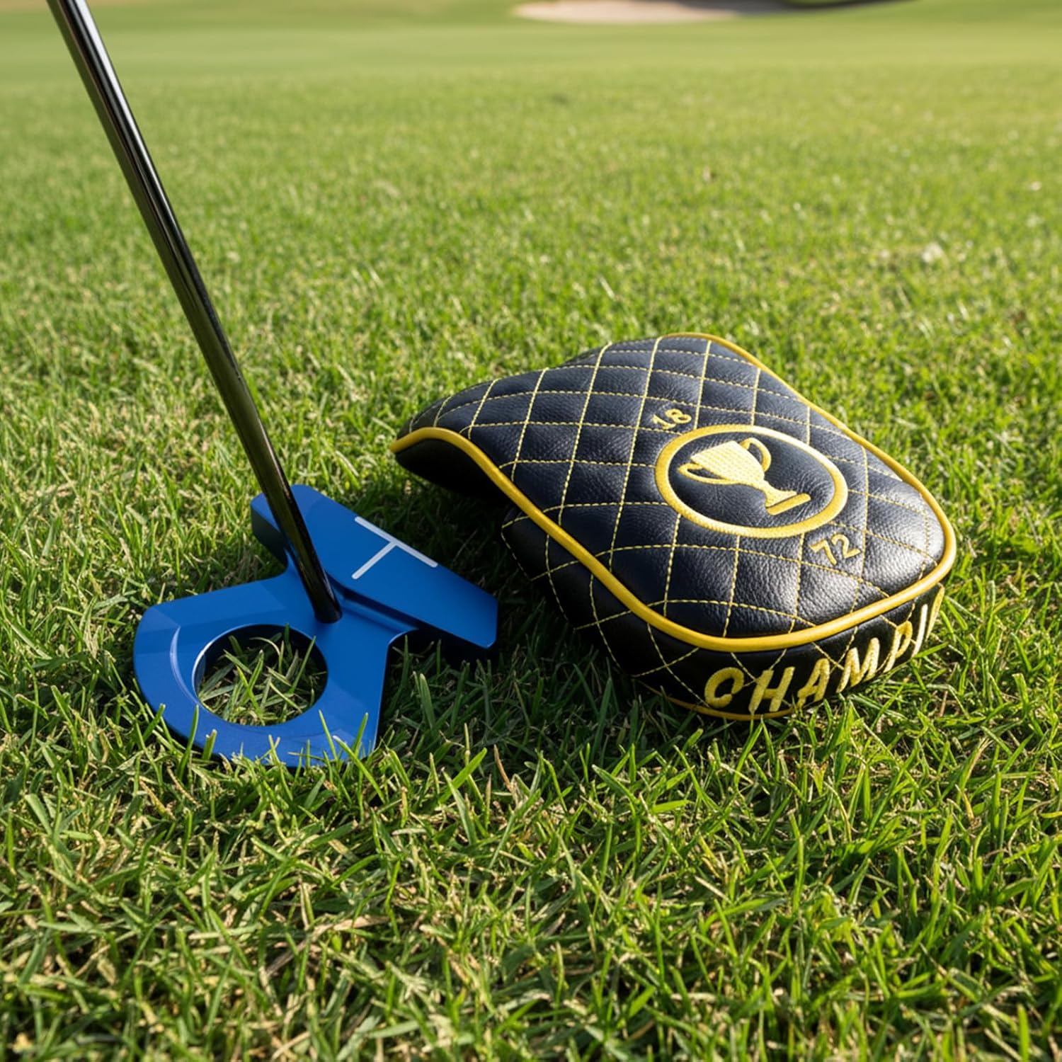 ゴルフパターカバー マレットパターヘッドカバー ゴルフDF3パター用 チャンピオンスタイルパターカバー マグネット開閉 プレミアムレ