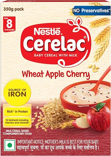 CERELAC Baby Food Cereal | No Preservatives | Wheat Apple Cherry for 8 to 24 Months Baby | Source of Iron & Protein for Ba...
